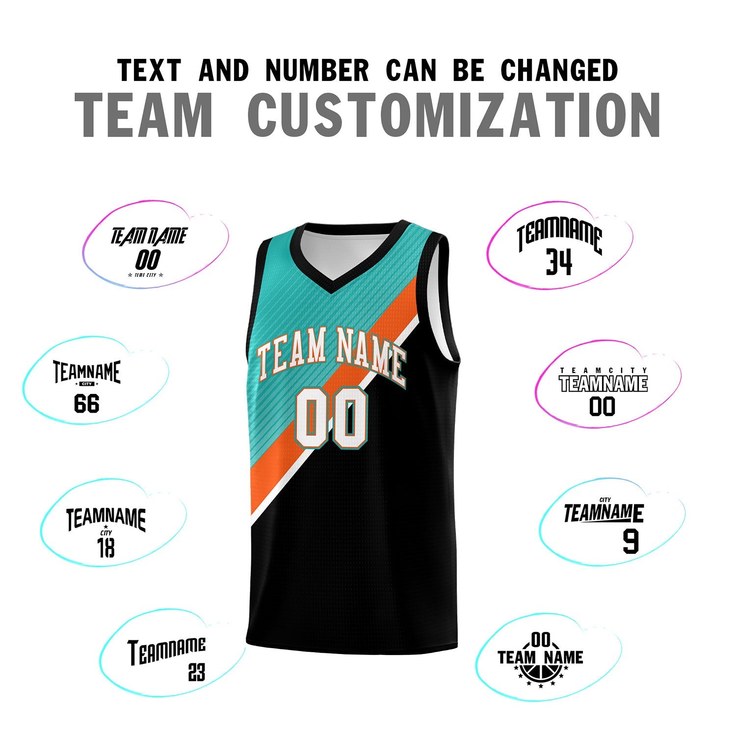 Custom Aqua Orange Black Diagonal Stripes Color Block Sets Basketball Jersey | For Men,Perfect for Teams,Perfect for Coaches,Sublimation Printed,For Kid,For Youth | KXKSHOP