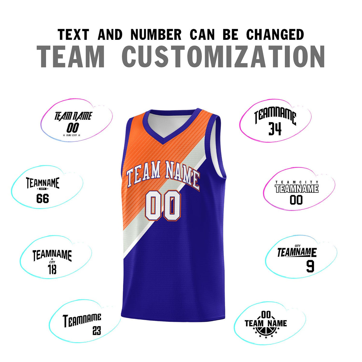 Custom Royal Orange Gray Diagonal Stripes Color Block Sets Basketball Jersey | For Men,Perfect for Teams,Perfect for Coaches,Sublimation Printed,For Kid,For Youth | KXKSHOP