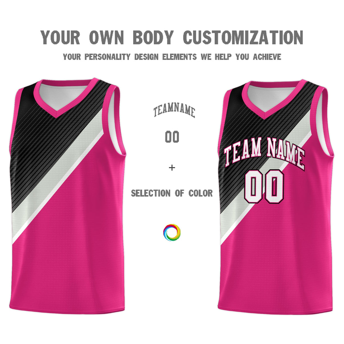 Custom Rose Red Sky Blue Black Gray Diagonal Stripes Color Block Sets Basketball Jersey | For Men,Perfect for Teams,Perfect for Coaches,Sublimation Printed,For Kid,For Youth | KXKSHOP
