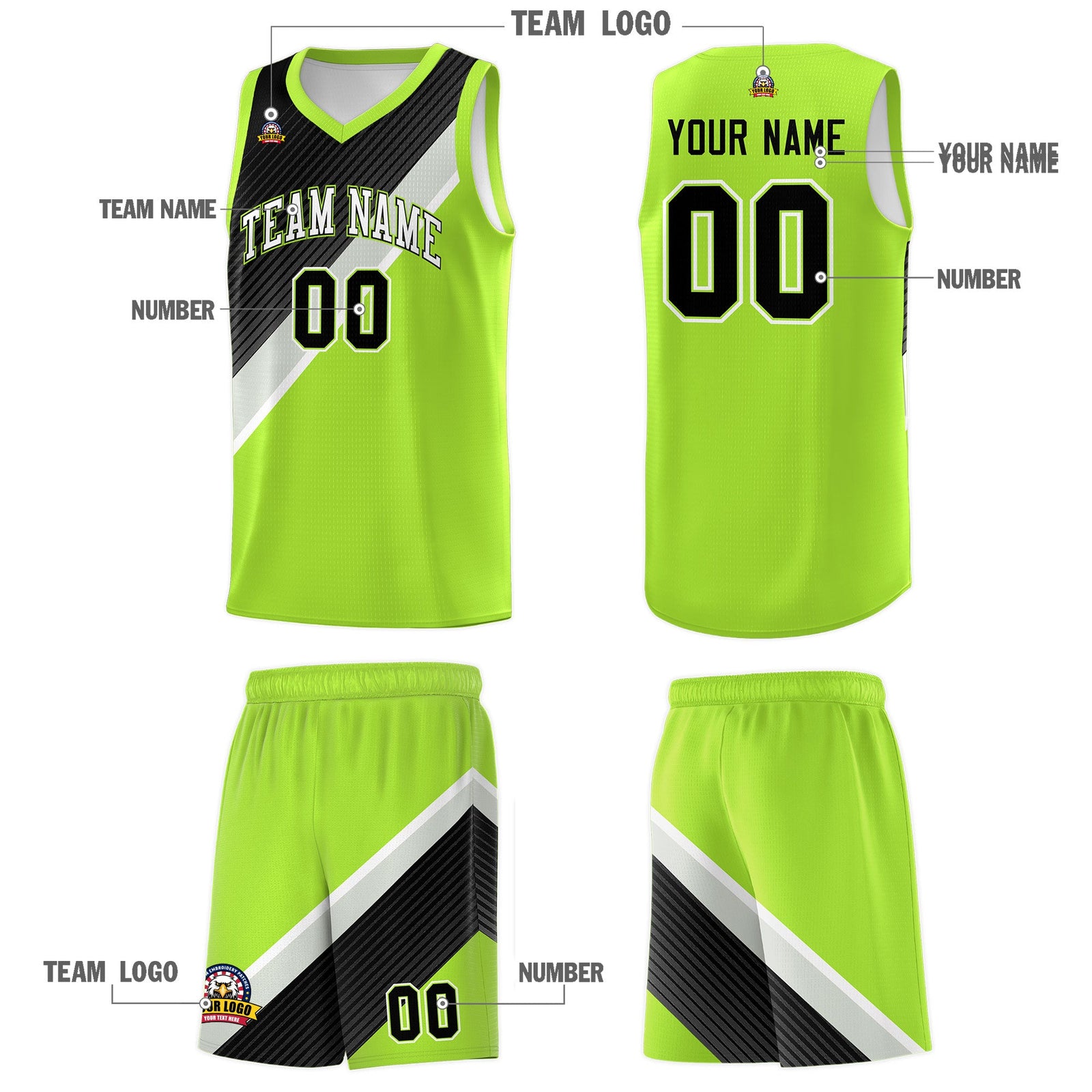 Custom Black Gray Diagonal Stripes Color Block Sets Basketball Jersey | For Men,Perfect for Teams,Perfect for Coaches,Sublimation Printed,For Kid,For Youth | KXKSHOP
