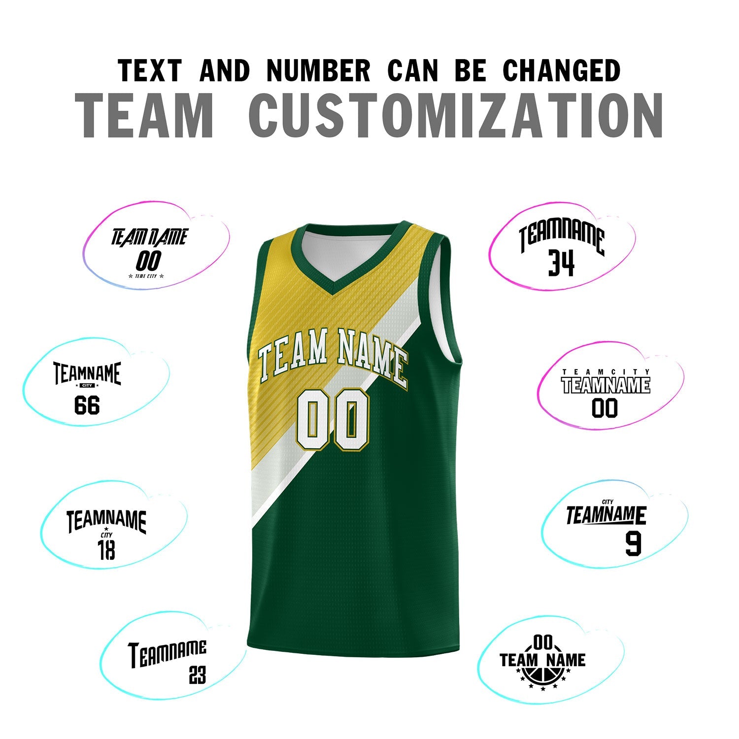 Custom Hunter Green Old Gold Gray Diagonal Stripes Color Block Sets Basketball Jersey | For Men,Perfect for Teams,Perfect for Coaches,Sublimation Printed,For Kid,For Youth | KXKSHOP