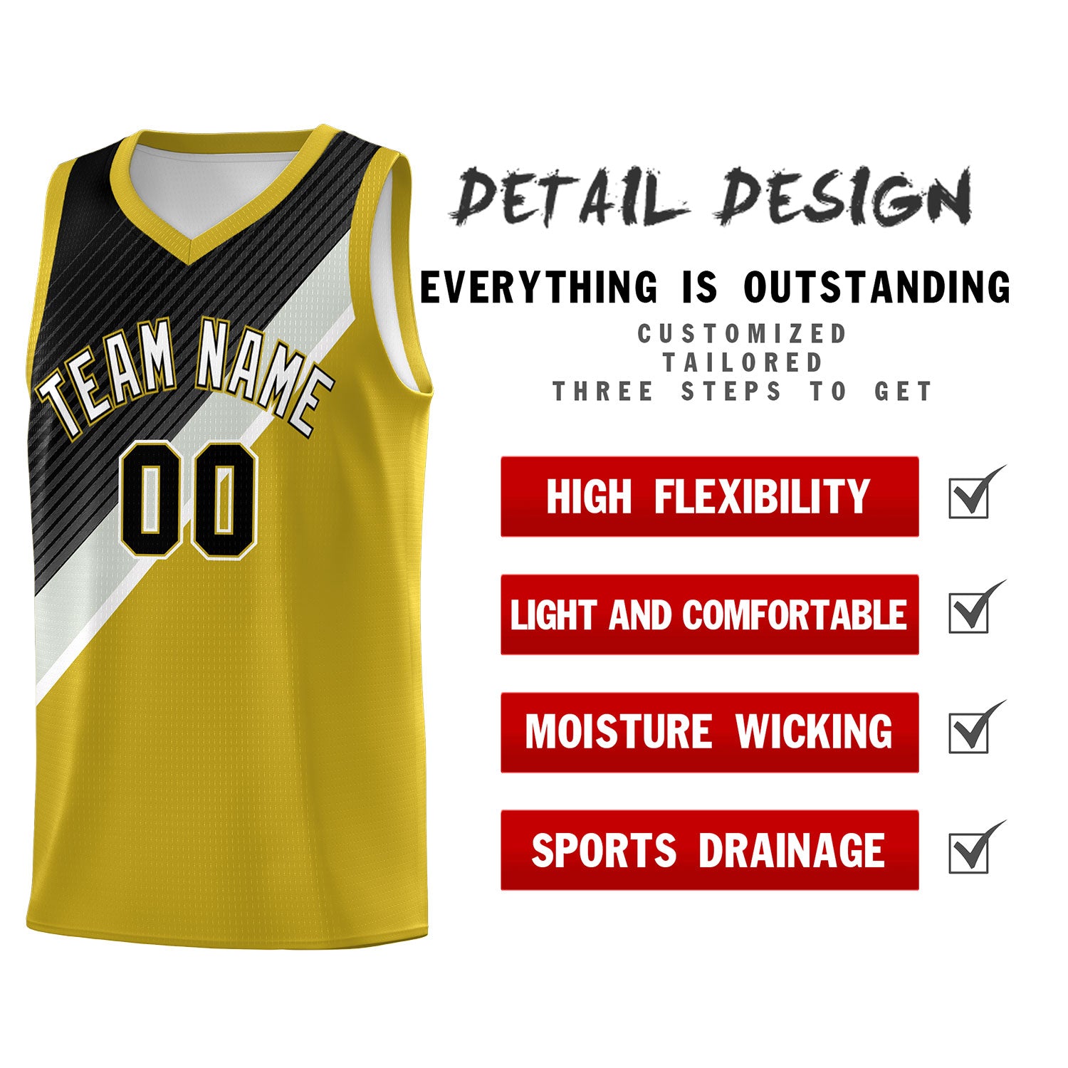 Custom Old Gold Black Gray Diagonal Stripes Color Block Sets Basketball Jersey | For Men,Perfect for Teams,Perfect for Coaches,Sublimation Printed,For Kid,For Youth | KXKSHOP