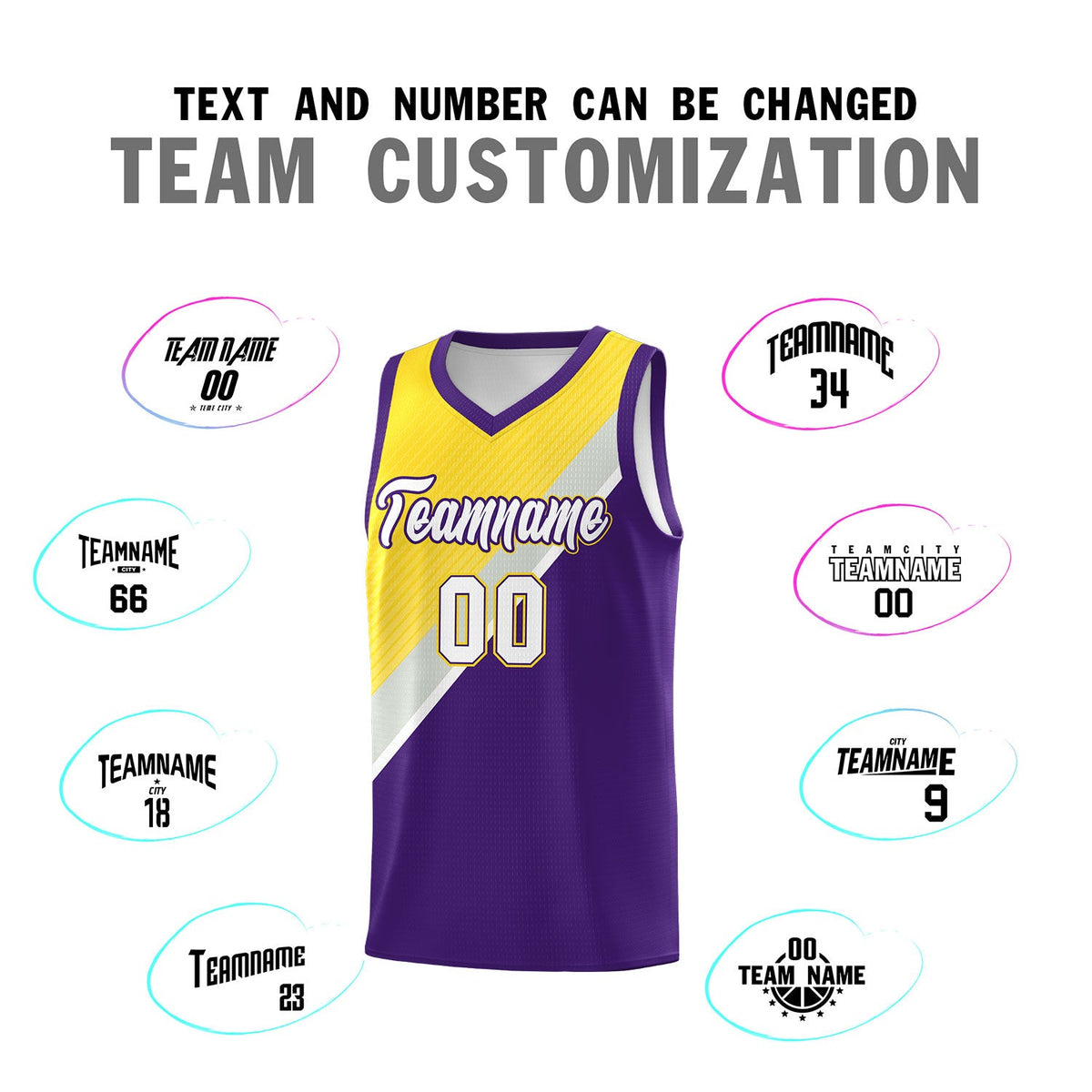Custom Purple Gold Gray Diagonal Stripes Color Block Sets Basketball Jersey | For Men,Perfect for Teams,Perfect for Coaches,Sublimation Printed,For Kid,For Youth | KXKSHOP