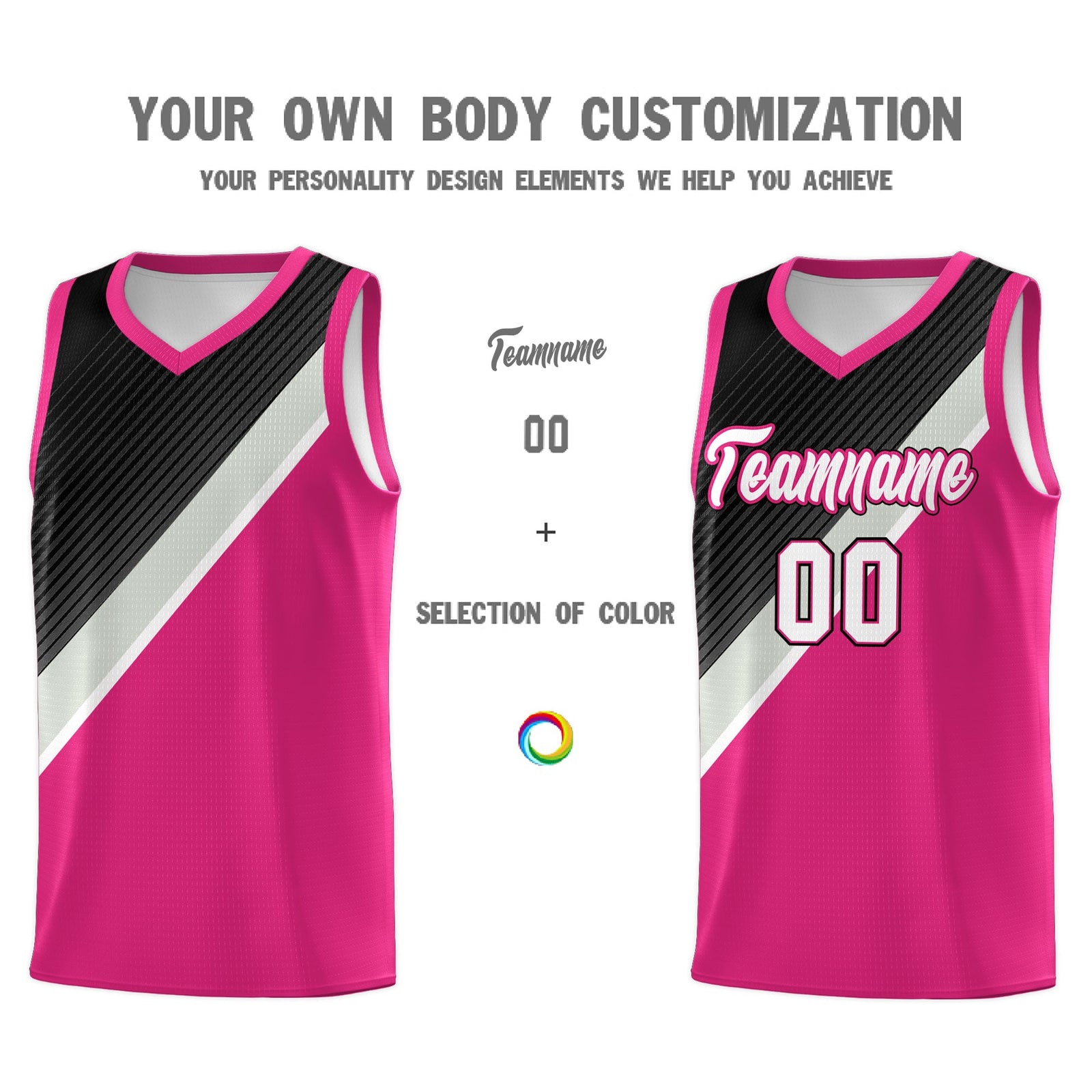 Custom Rose Red Sky Blue Black Gray Diagonal Stripes Color Block Sets Basketball Jersey | For Men,Perfect for Teams,Perfect for Coaches,Sublimation Printed,For Kid,For Youth | KXKSHOP