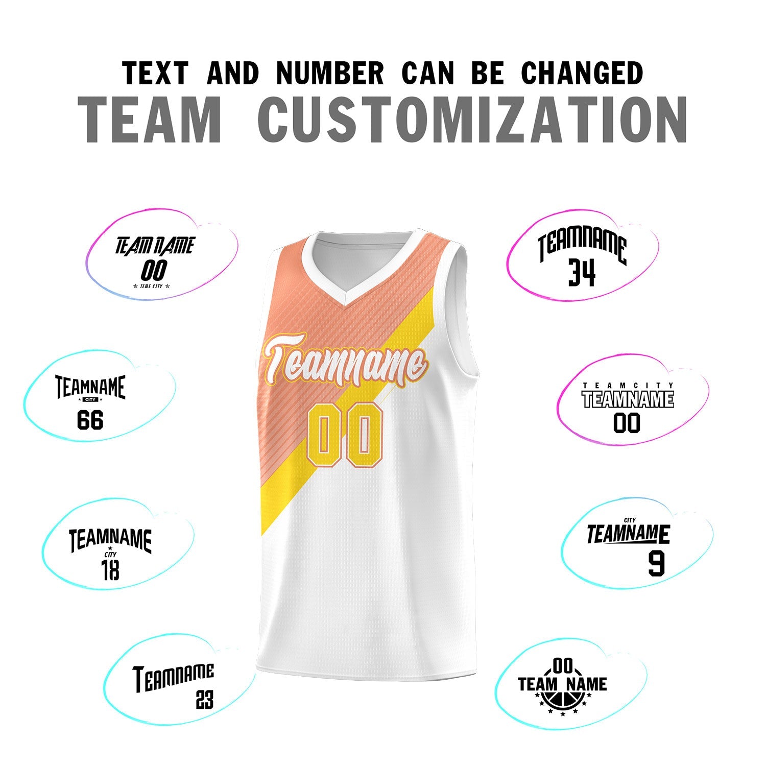 Custom White Light Orange Gold Diagonal Stripes Color Block Sets Basketball Jersey | For Men,Perfect for Teams,Perfect for Coaches,Sublimation Printed,For Kid,For Youth | KXKSHOP