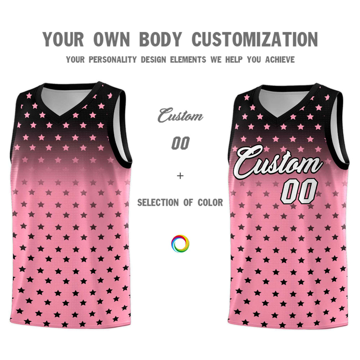 Custom Black Bright Green Gradient Start Pattern Basketball Jersey Sets