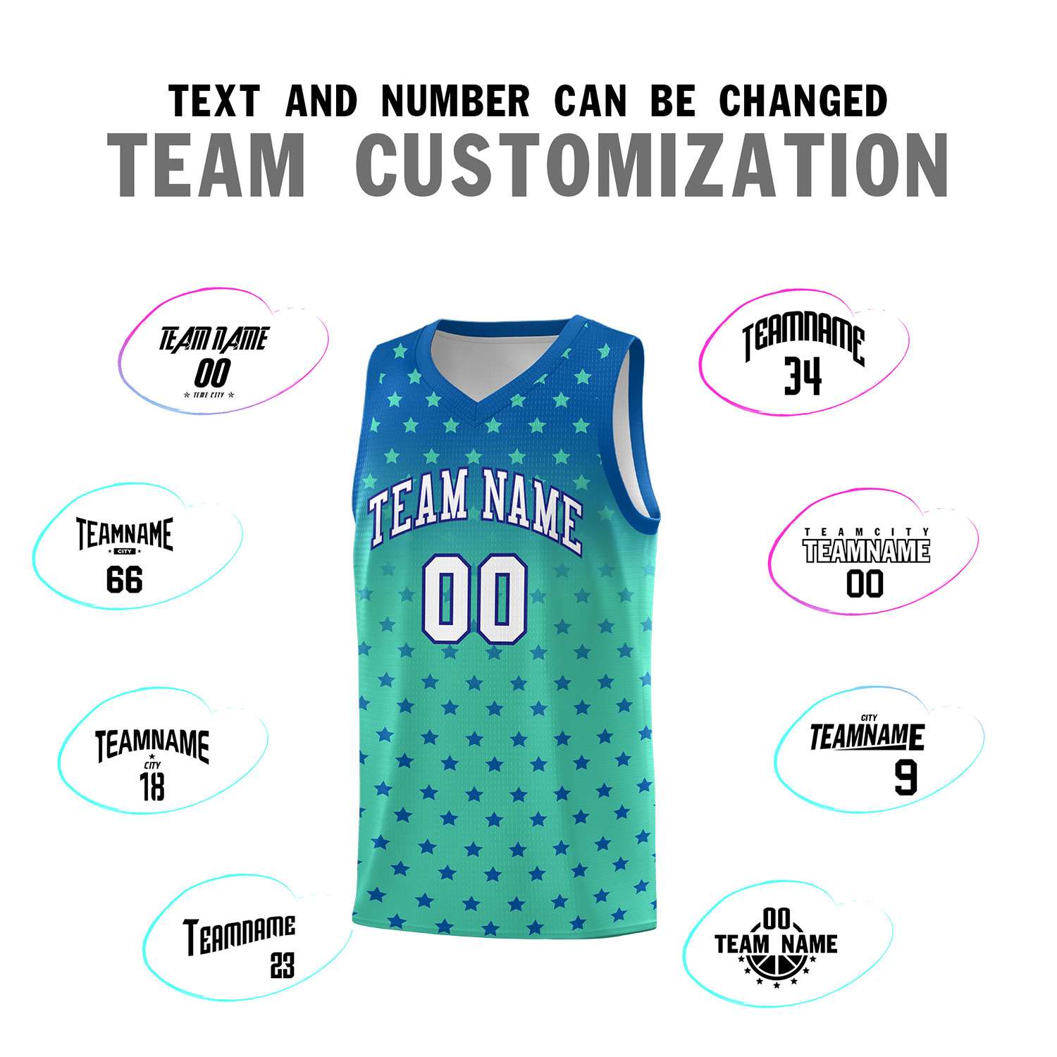 Custom Royal Bright Green Gradient Start Pattern Basketball Jersey Sets