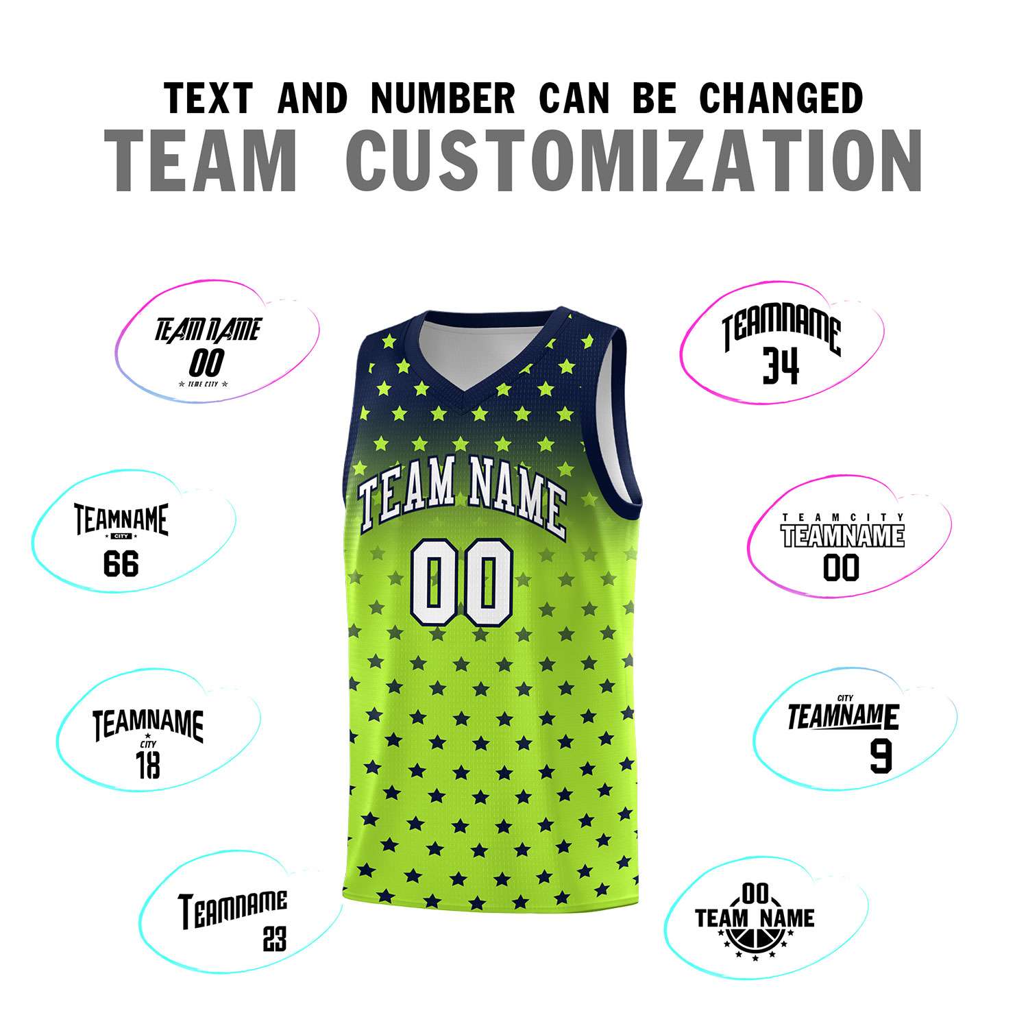Custom Navy Light Green Gradient Start Pattern Basketball Jersey Sets