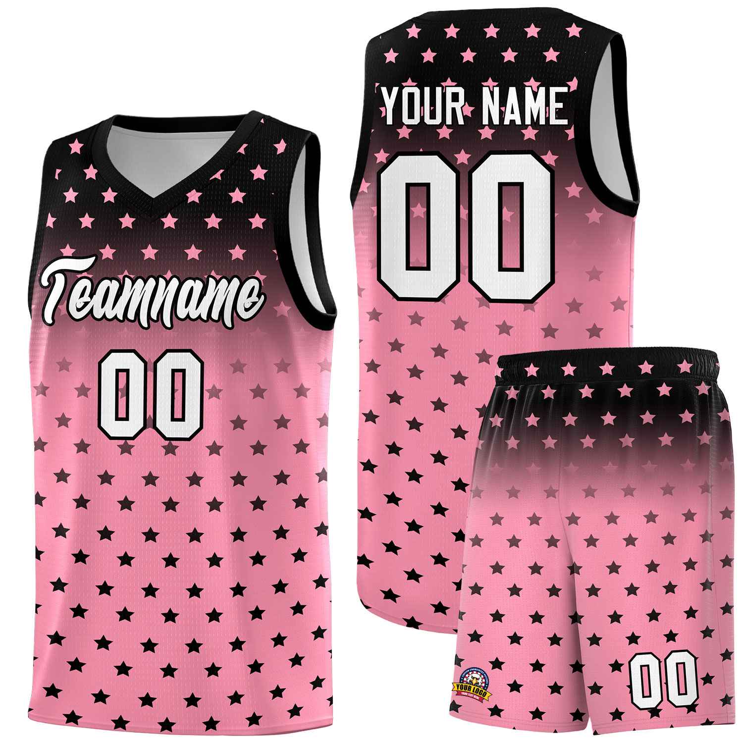 Custom Black Bright Green Gradient Start Pattern Basketball Jersey Sets