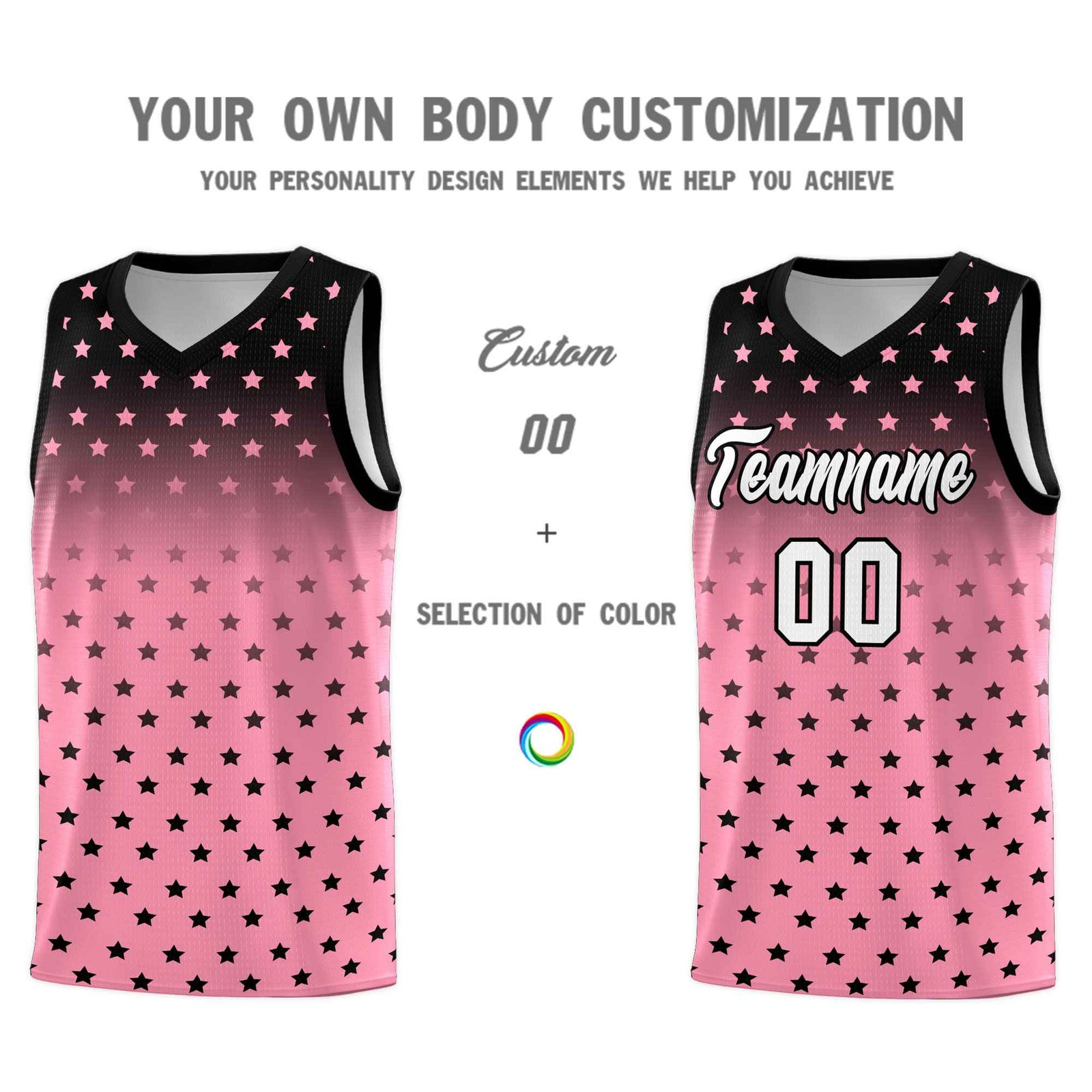 Custom Black Bright Green Gradient Start Pattern Basketball Jersey Sets