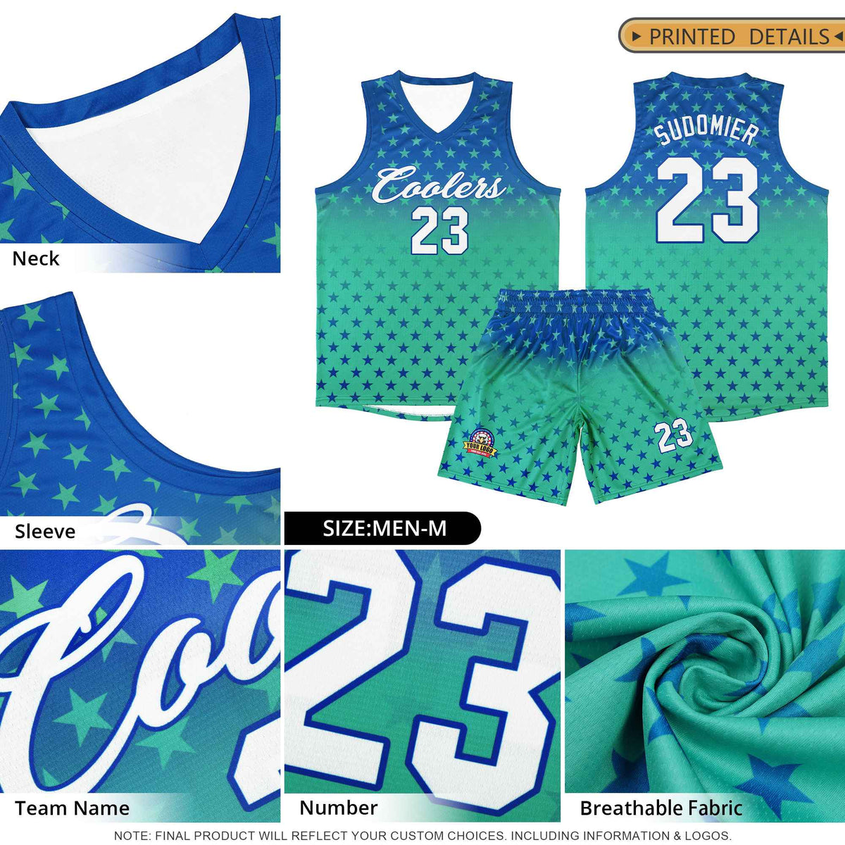 Custom Royal Gold Gradient Start Pattern Basketball Jersey Sets