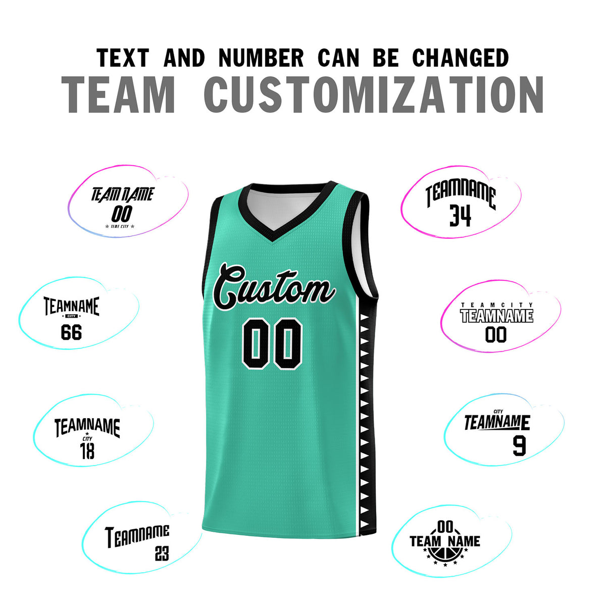 Custom Bright Green Black Basketball Kits With Side Zigzag Pattern