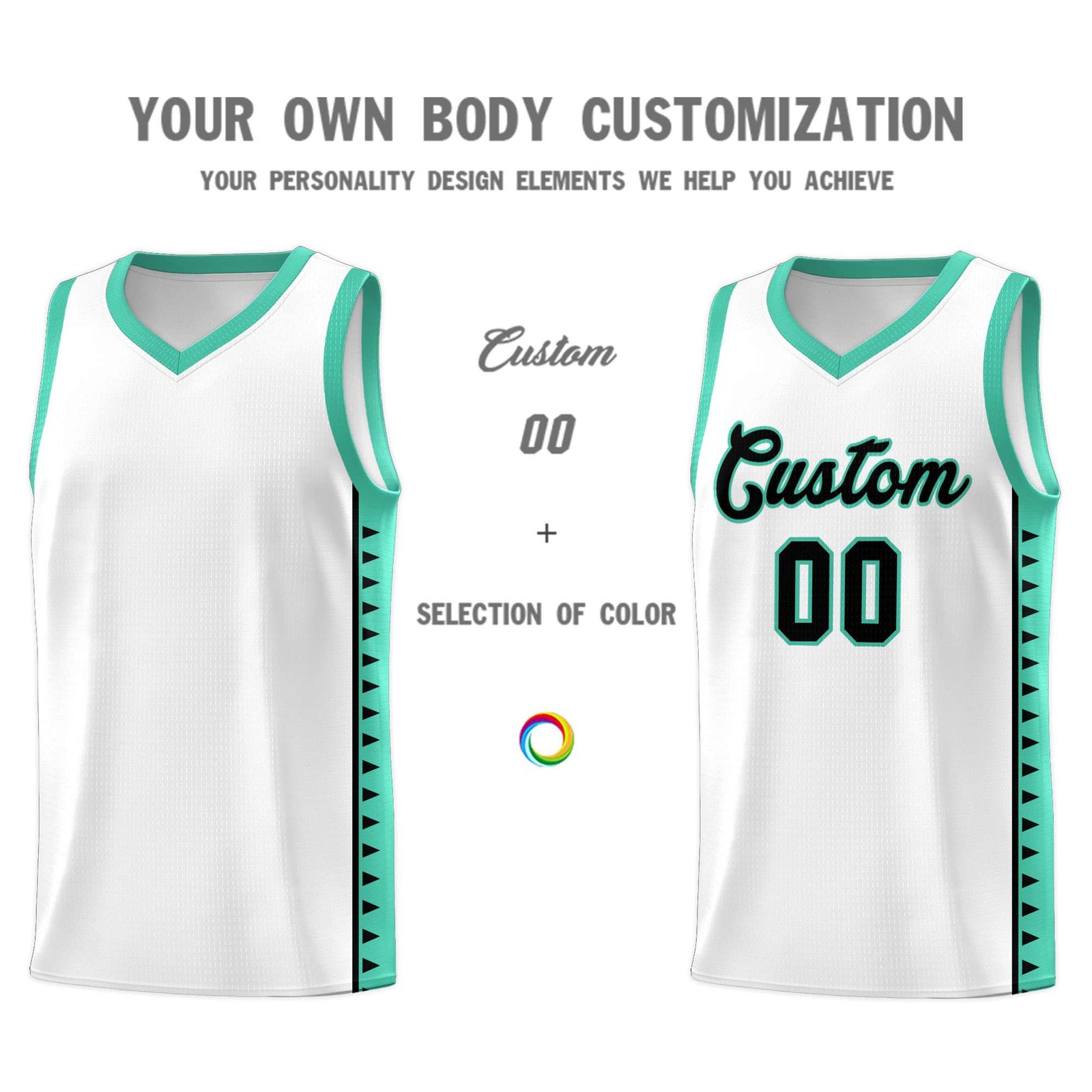 Custom White Bright Green Basketball Kits With Side Zigzag Pattern