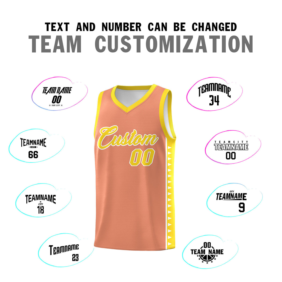 Custom Light Orange Gold Basketball Kits With Side Zigzag Pattern