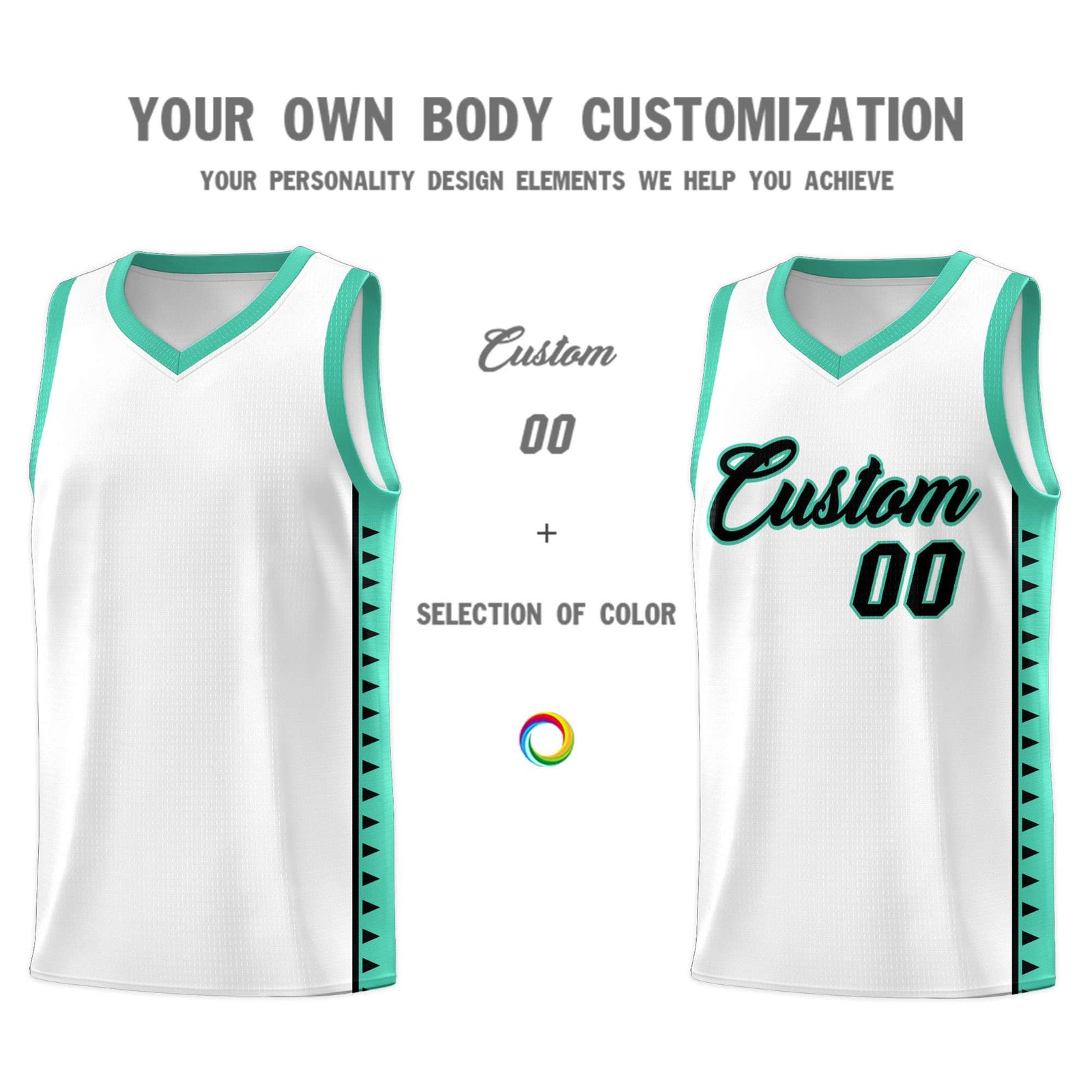 Custom White Bright Green Basketball Kits With Side Zigzag Pattern