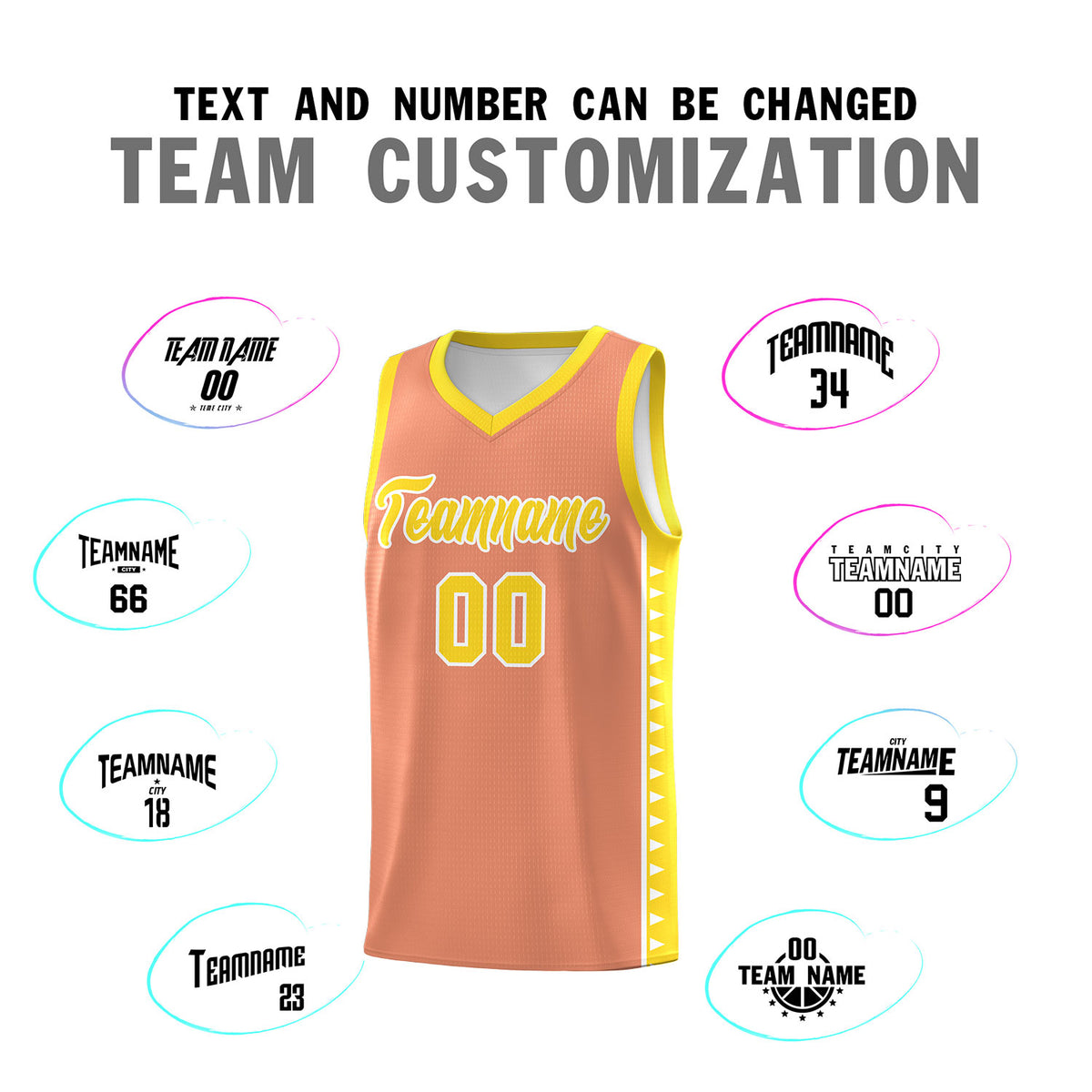 Custom Light Orange Gold Basketball Kits With Side Zigzag Pattern