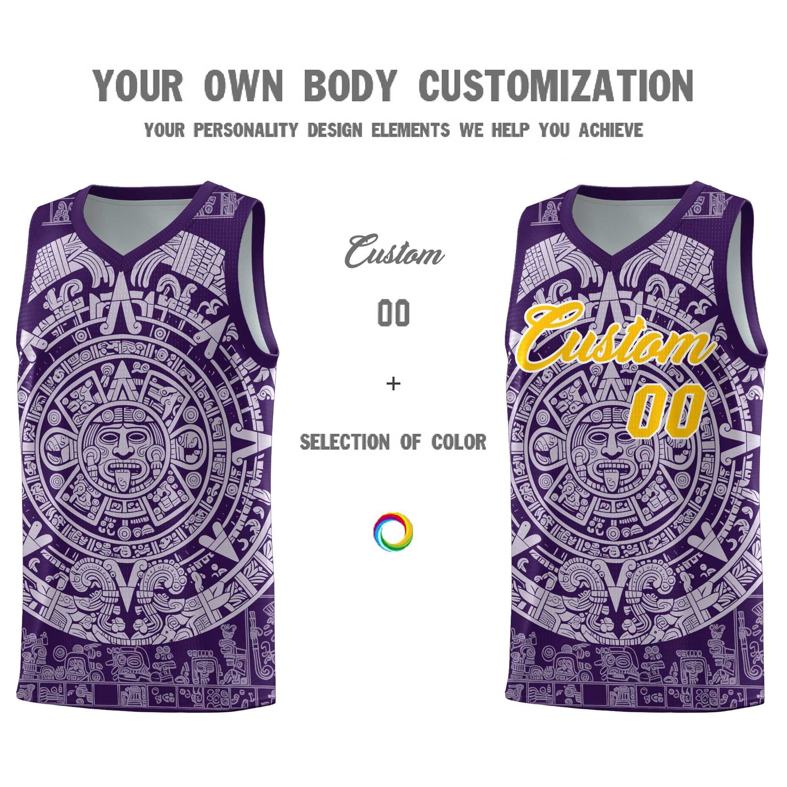 Custom Youth Basketball Jerseys Light Purple Aztec Sun Stone Pattern Custom Team Set
