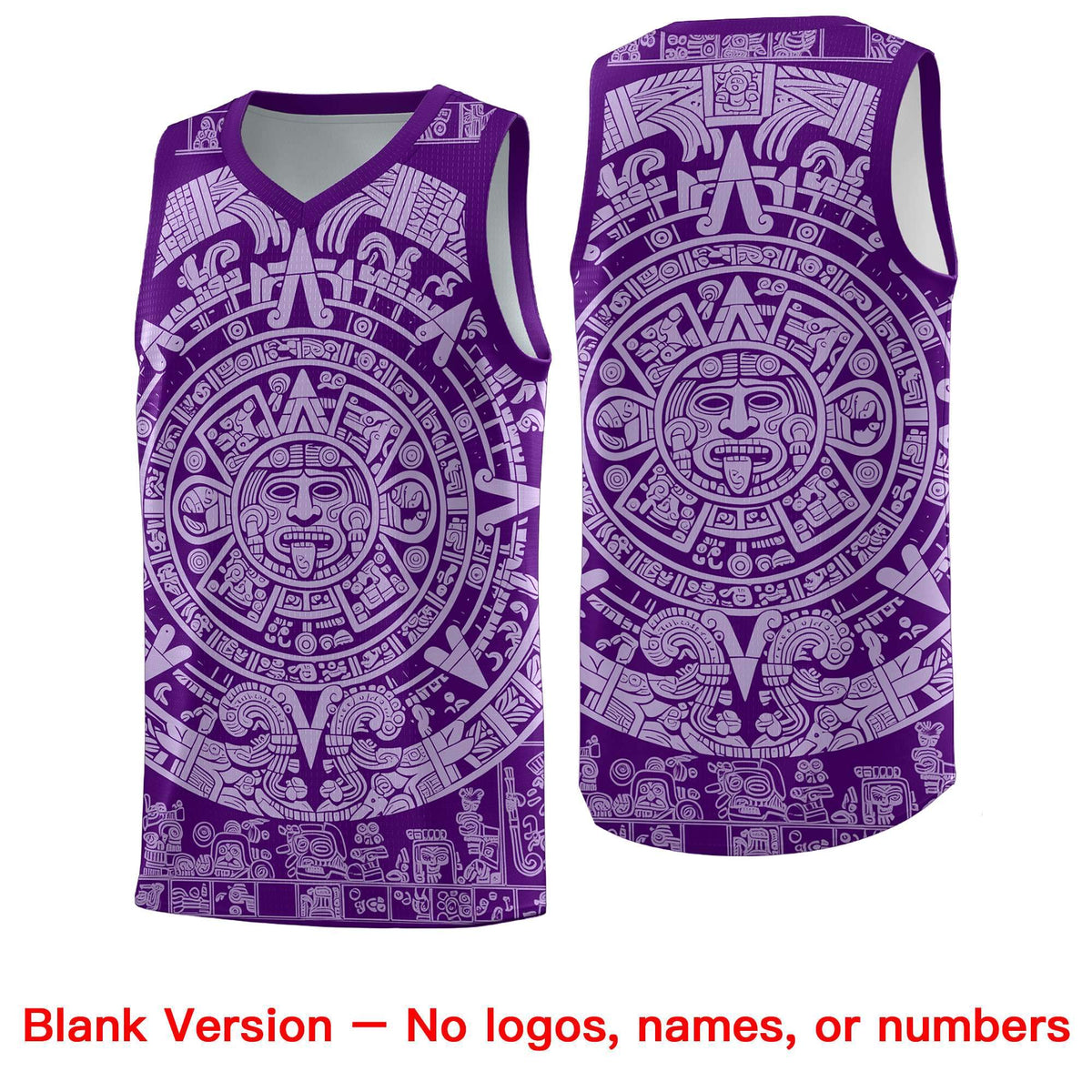 Custom Youth Basketball Jerseys Light Purple Aztec Sun Stone Pattern Custom Team Set