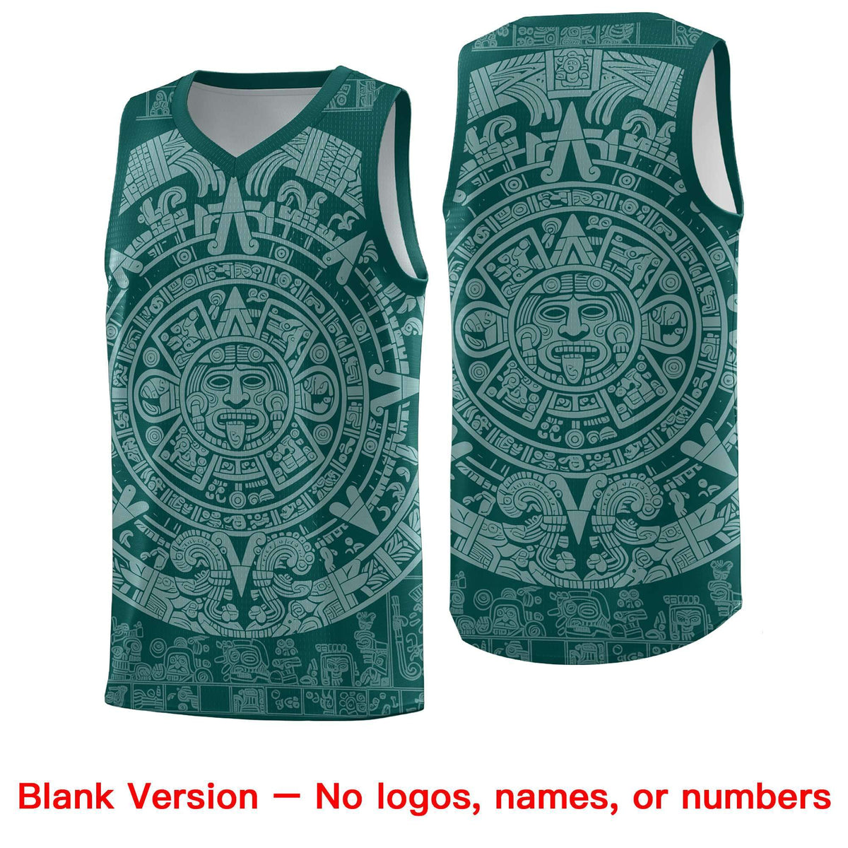 Custom Youth Basketball Jerseys White Aztec Sun Stone Design Team Uniform