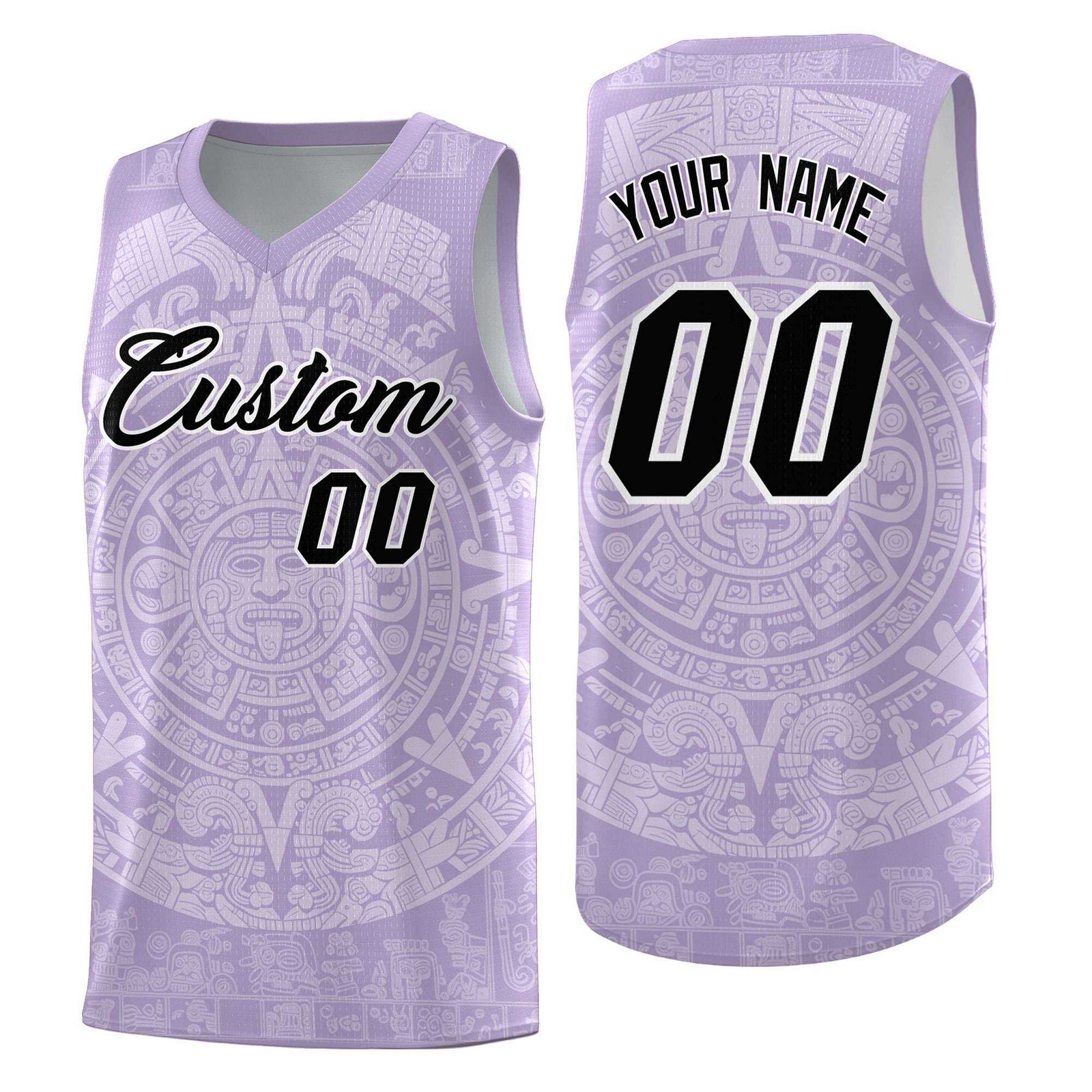 Custom Youth Basketball Jerseys White Aztec Sun Stone Personalized Uniform
