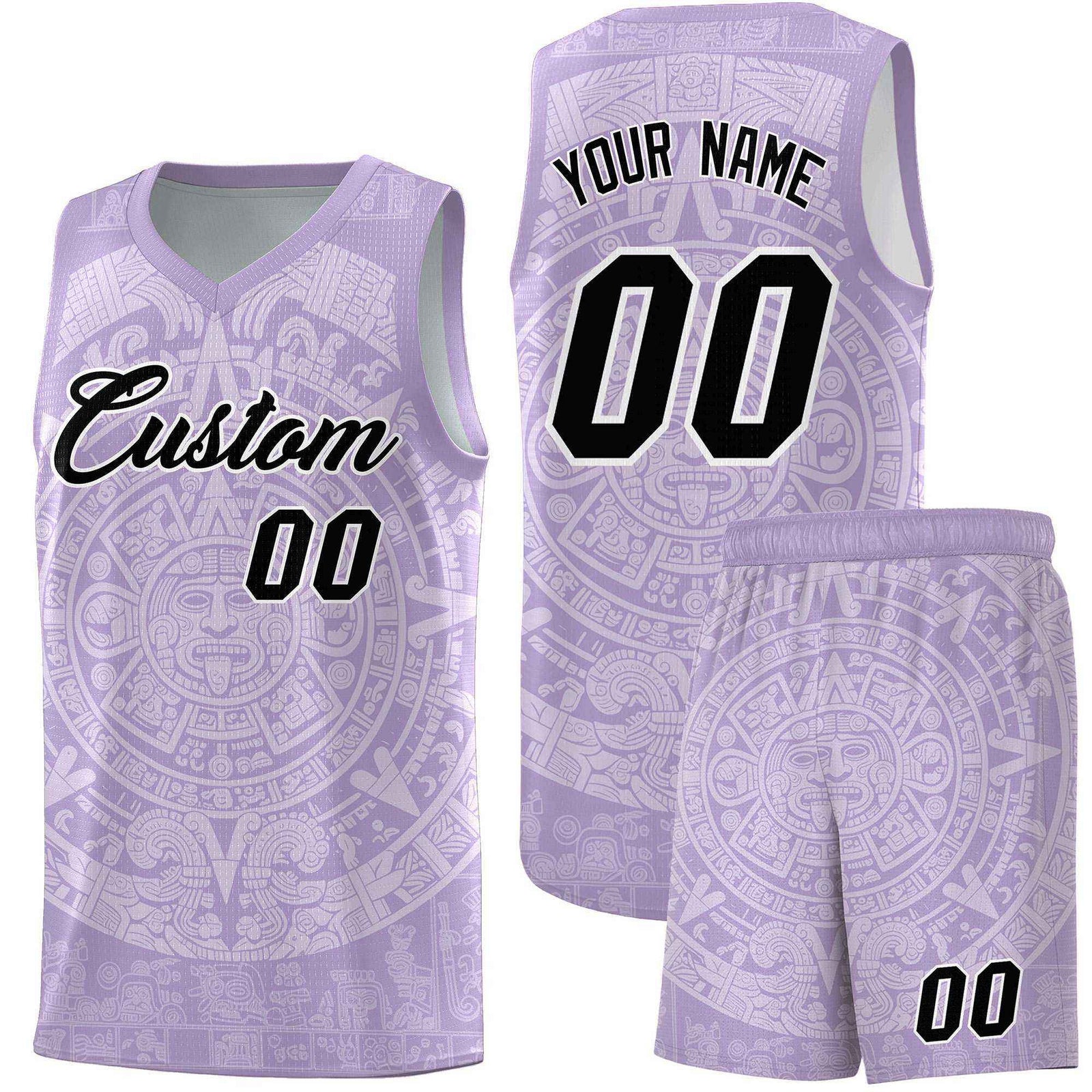Custom Youth Basketball Jerseys White Aztec Sun Stone Personalized Uniform