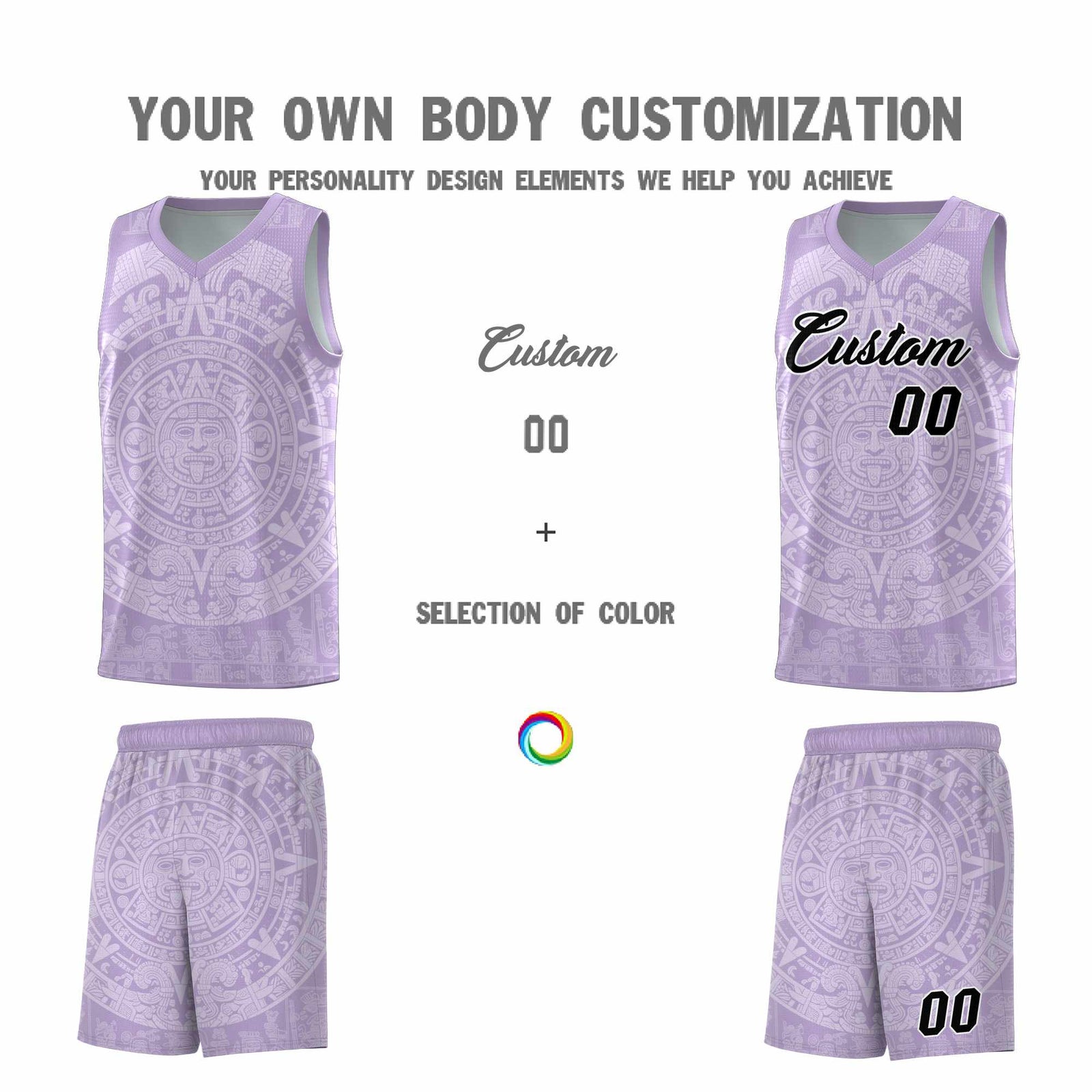 Custom Youth Basketball Jerseys White Aztec Sun Stone Personalized Uniform