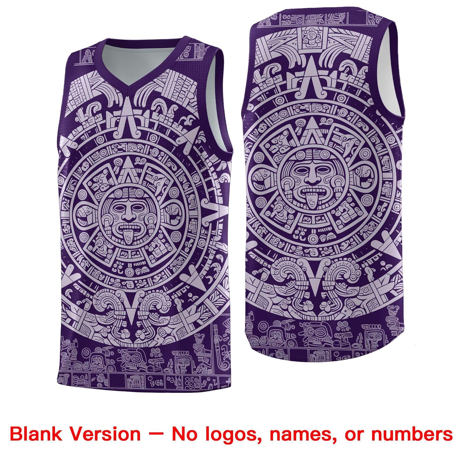 Custom Youth Basketball Jerseys Light Purple Aztec Sun Stone Pattern Custom Team Set