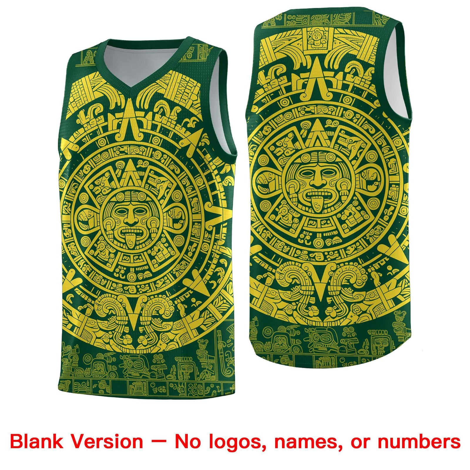 Custom Youth Basketball Jerseys Gold Aztec Sun Stone Personalized Uniform