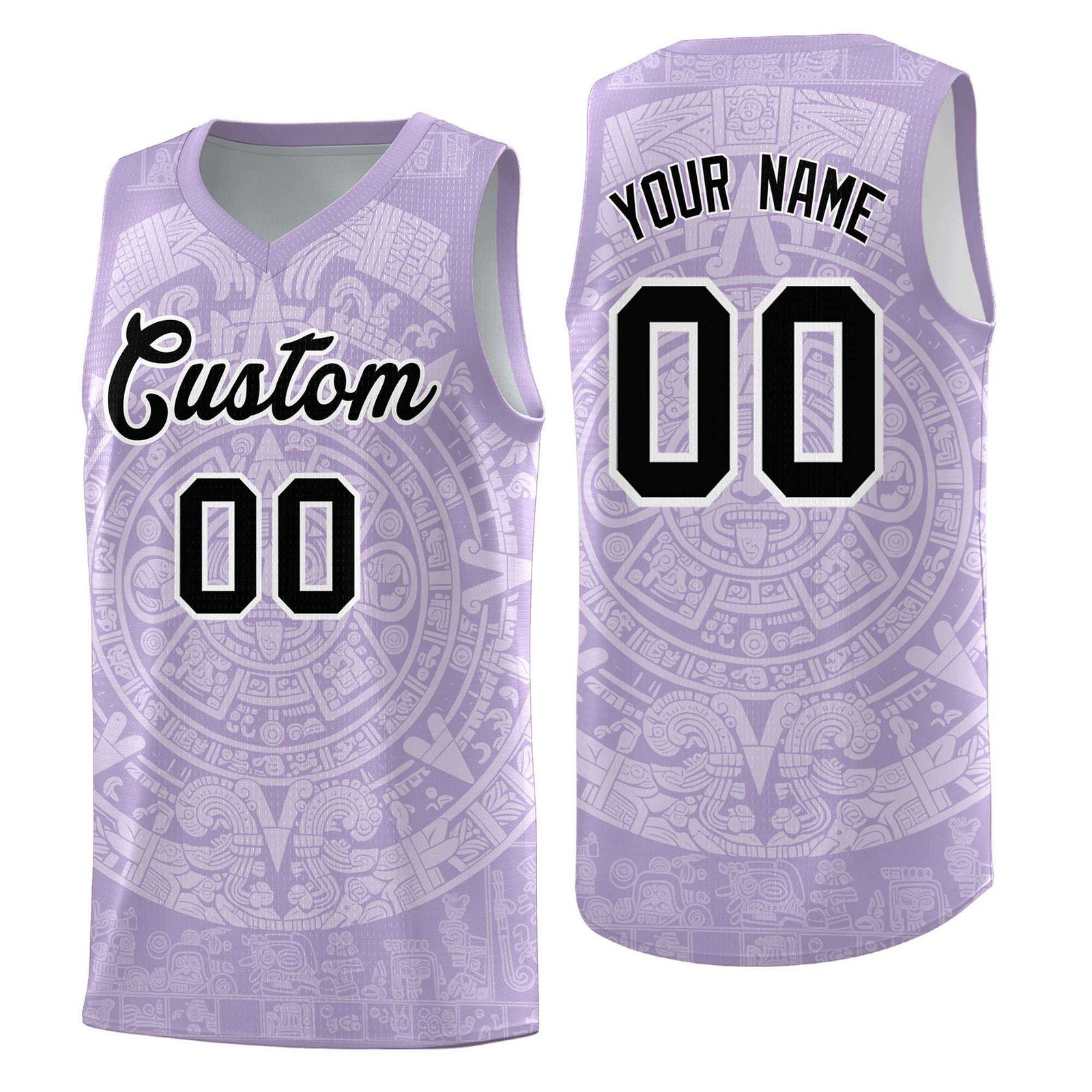 Custom Youth Basketball Jerseys White Aztec Sun Stone Personalized Uniform