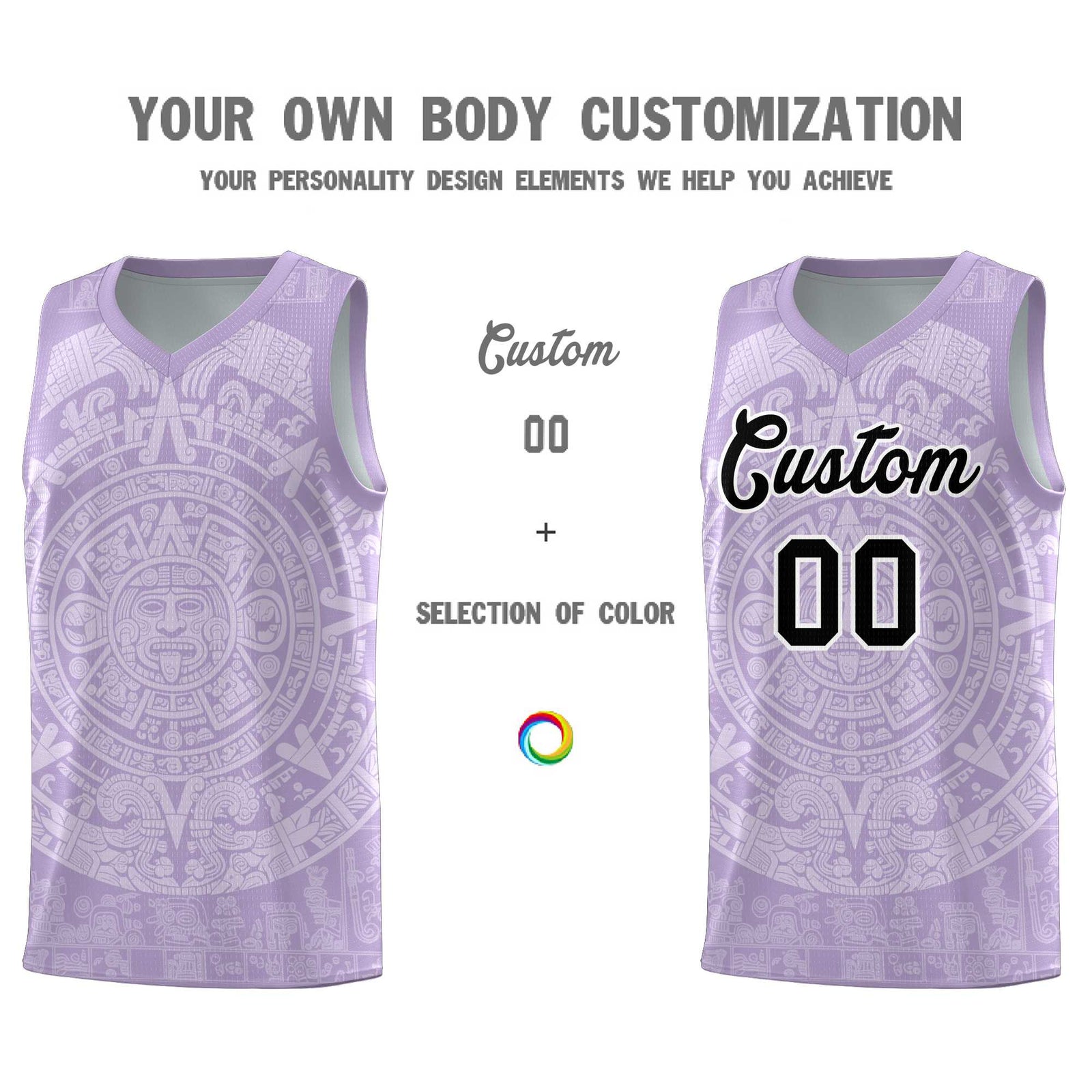 Custom Youth Basketball Jerseys White Aztec Sun Stone Personalized Uniform