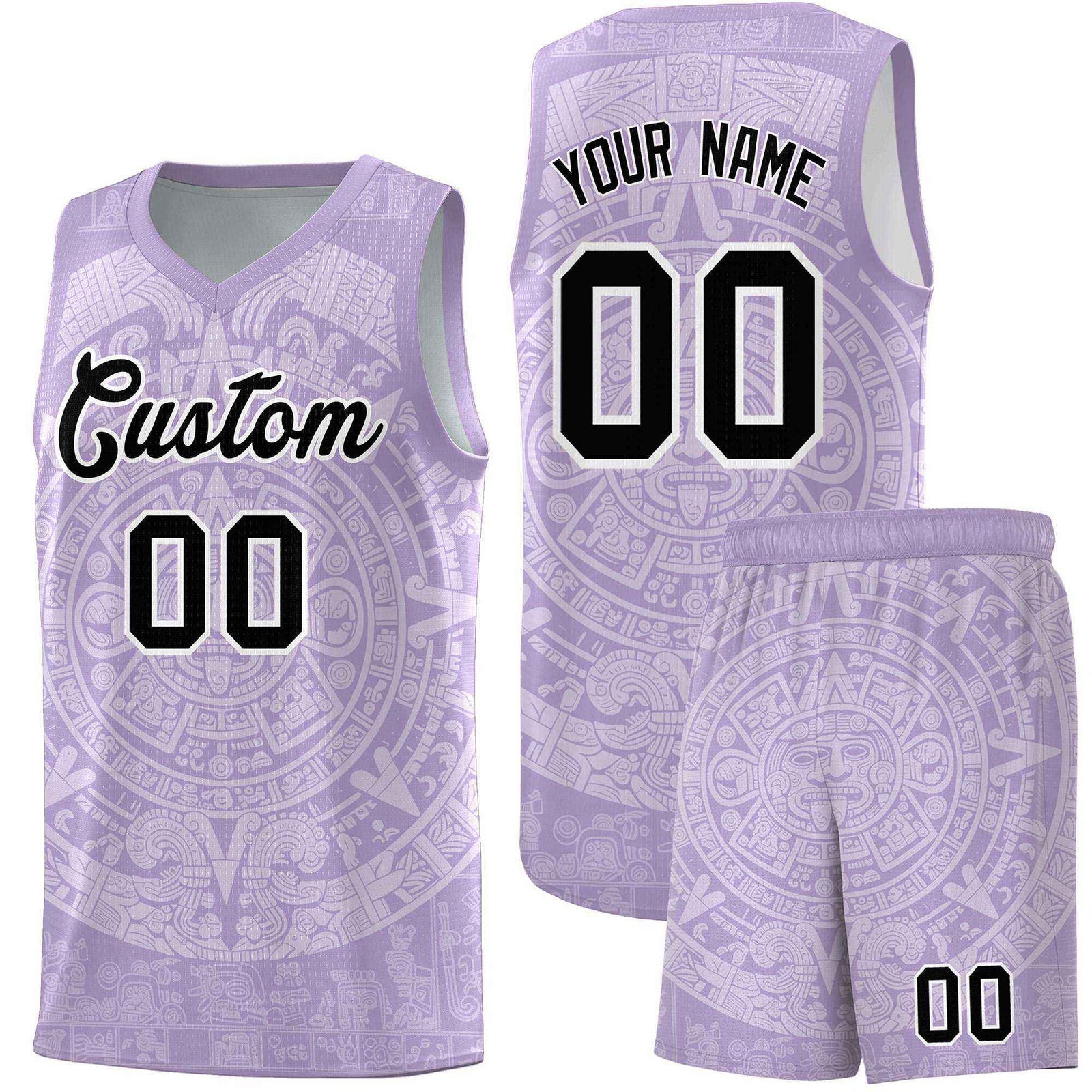 Custom Youth Basketball Jerseys White Aztec Sun Stone Personalized Uniform