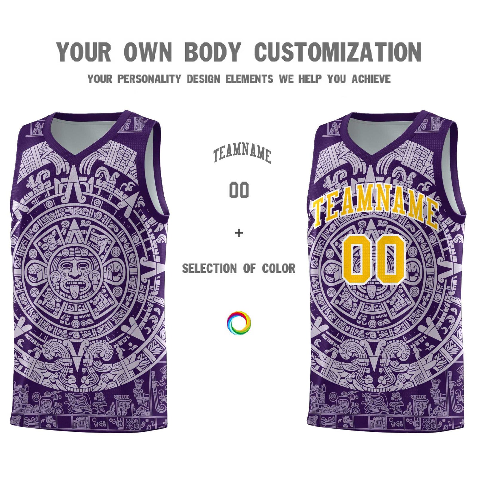 Custom Youth Basketball Jerseys Light Purple Aztec Sun Stone Pattern Custom Team Set