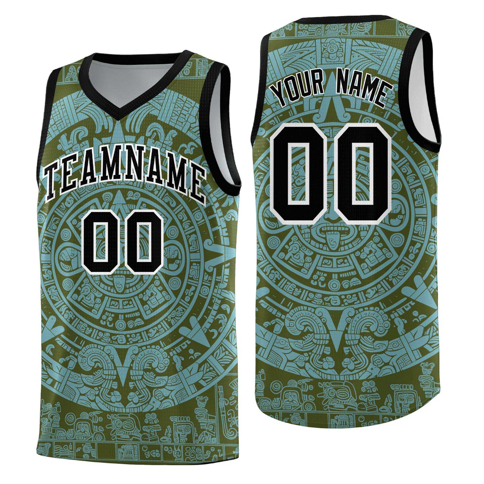 Custom Youth Basketball Jerseys Sky Blue Aztec Sun Stone Personalized Uniform