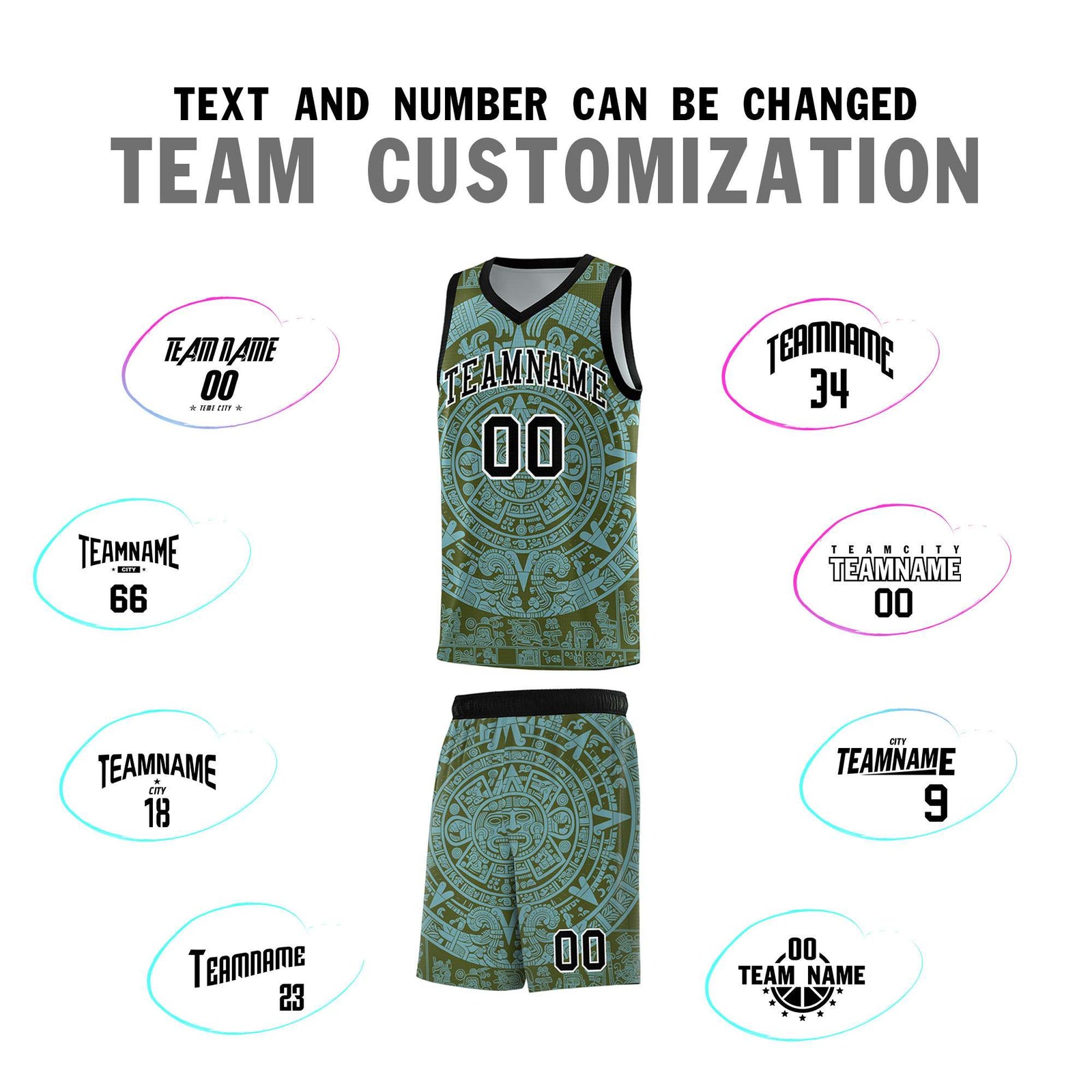 Custom Youth Basketball Jerseys Sky Blue Aztec Sun Stone Personalized Uniform