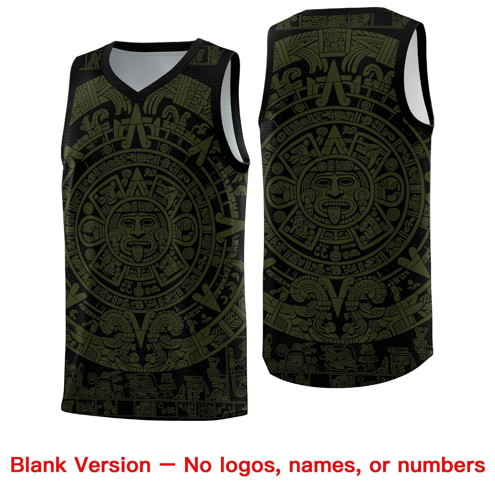 Custom Youth Basketball Jerseys Olive Aztec Sun Stone Pattern Custom Team Set
