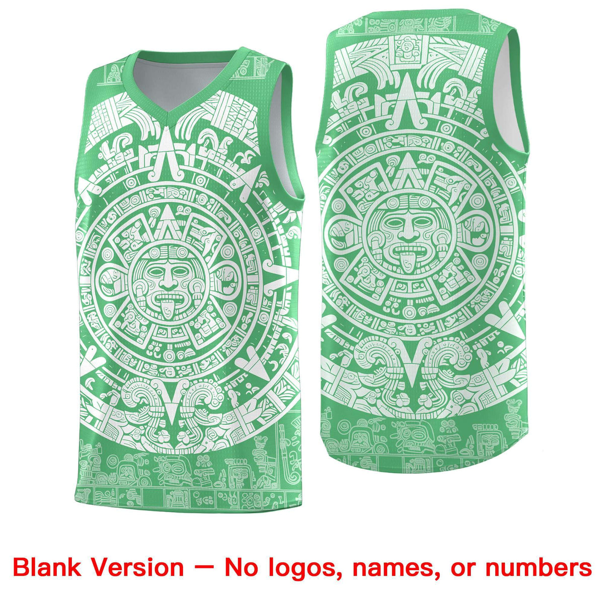 Custom Youth Basketball Jerseys White Aztec Sun Stone Design Team Uniform