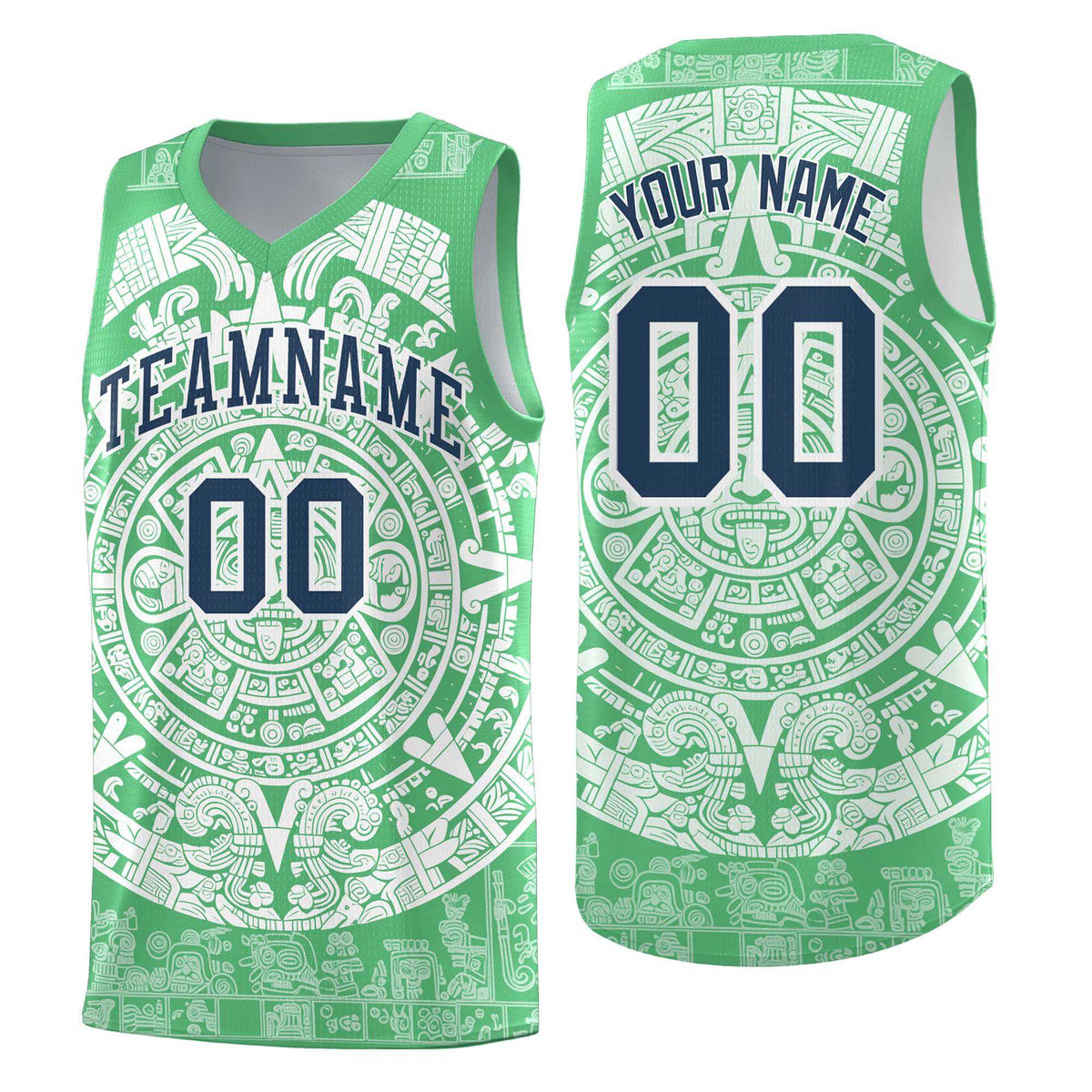 Custom Youth Basketball Jerseys White Aztec Sun Stone Design Team Uniform