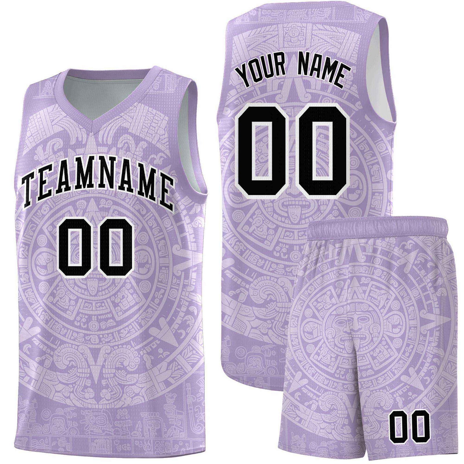 Custom Youth Basketball Jerseys White Aztec Sun Stone Personalized Uniform