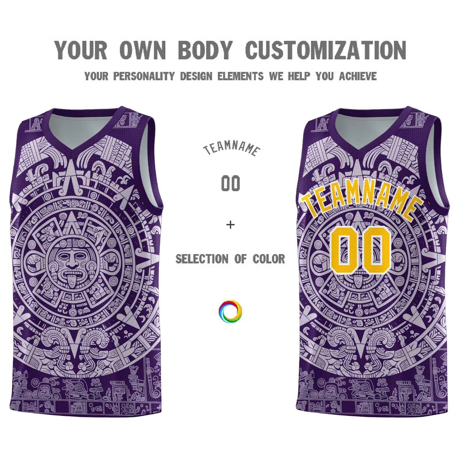 Custom Youth Basketball Jerseys Light Purple Aztec Sun Stone Pattern Custom Team Set
