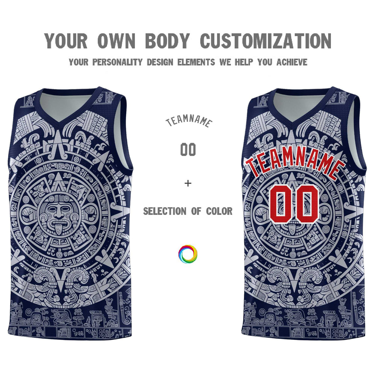 Custom Youth Basketball Jerseys White Aztec Sun Stone Design Team Uniform