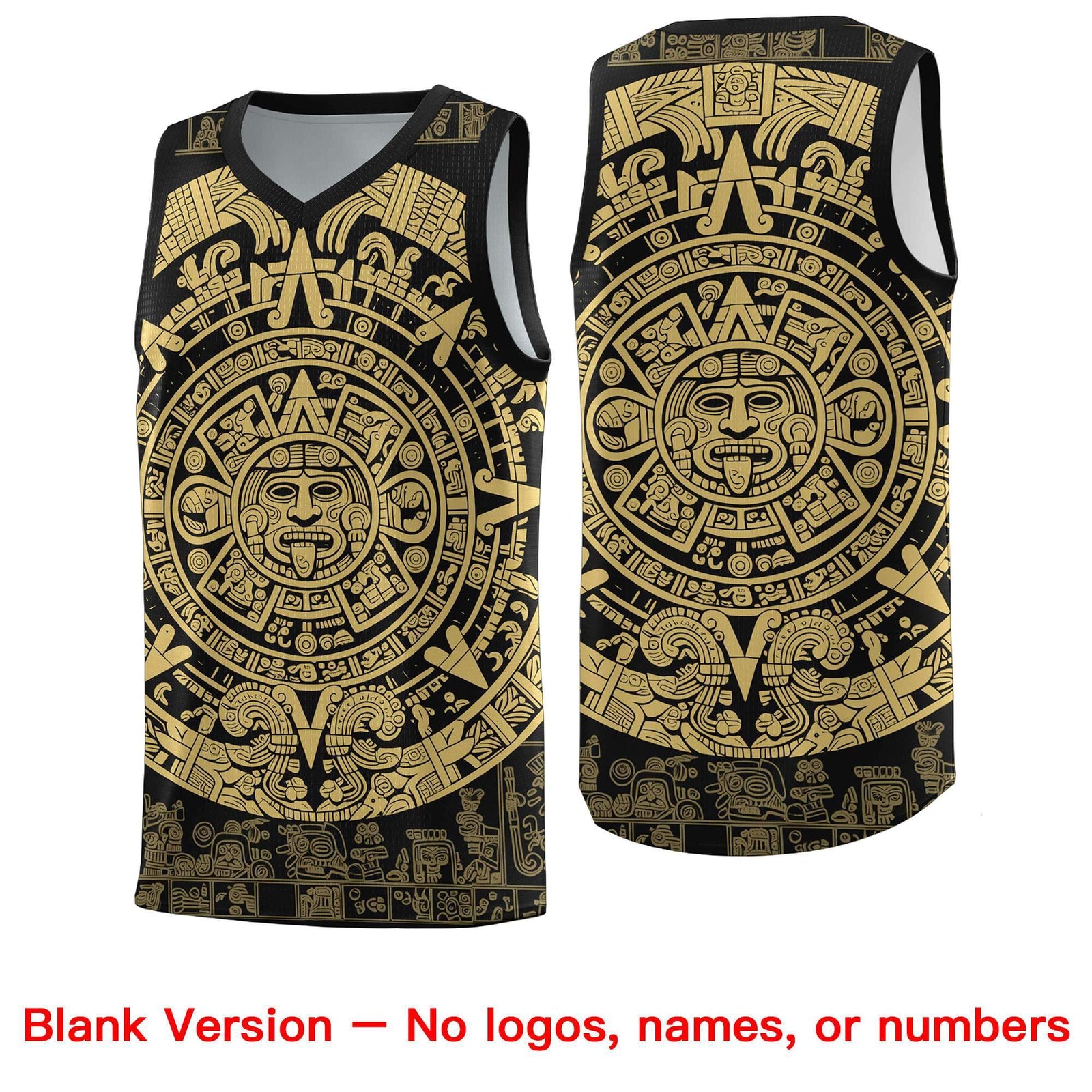 Custom Youth Basketball Jerseys Old Gold Aztec Sun Stone Pattern Custom Team Set