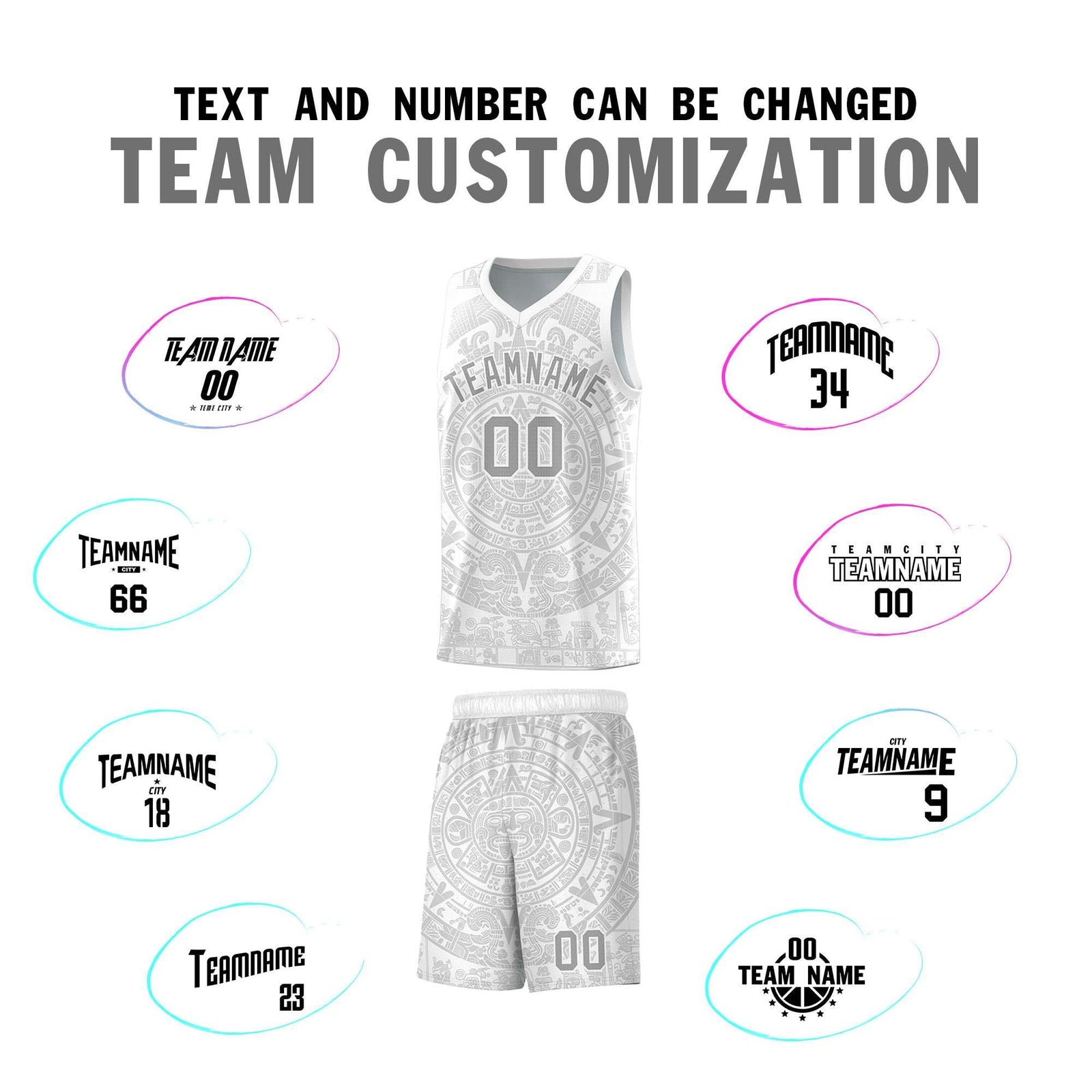 Custom Youth Basketball Jerseys Gray Aztec Sun Stone Personalized Uniform