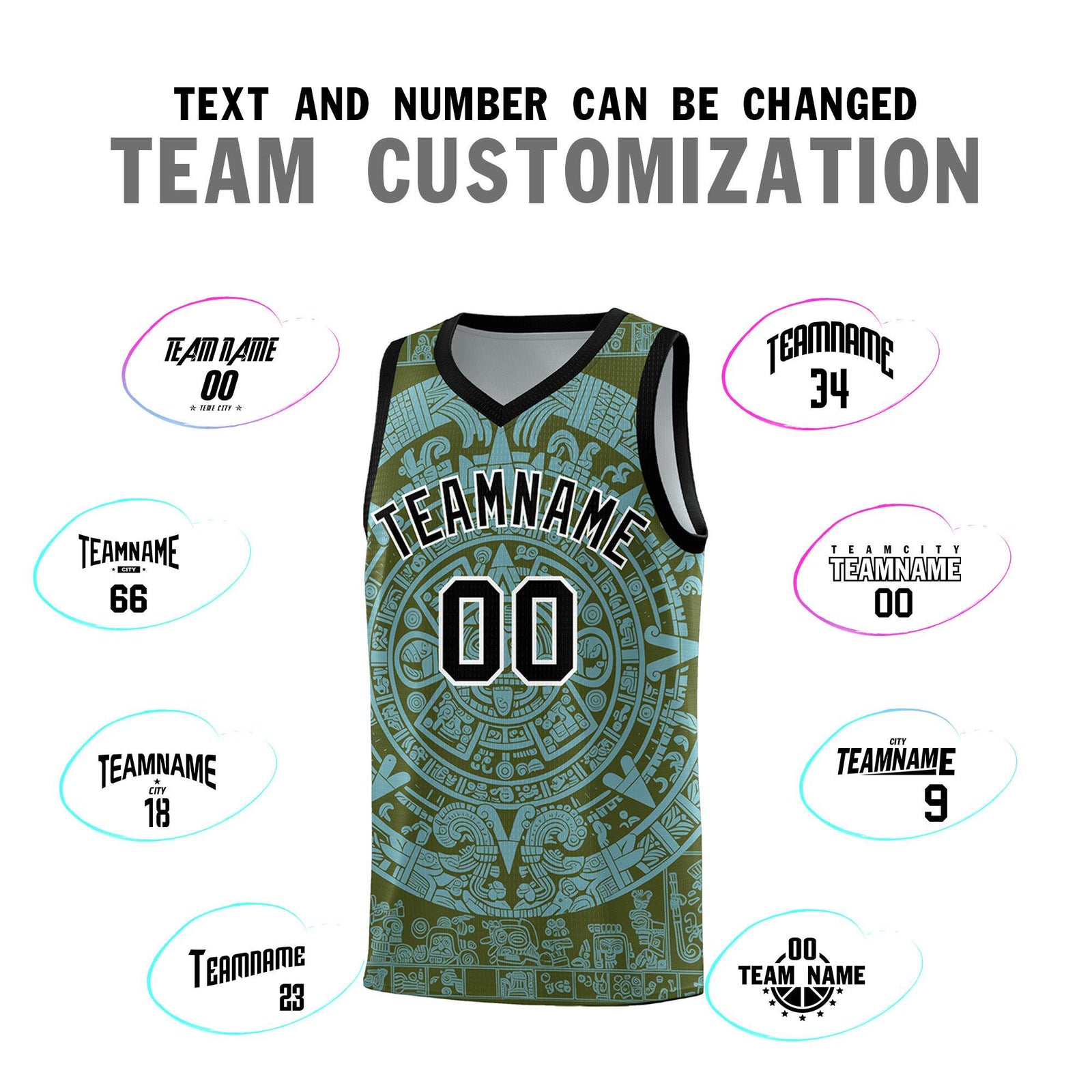 Custom Youth Basketball Jerseys Sky Blue Aztec Sun Stone Personalized Uniform
