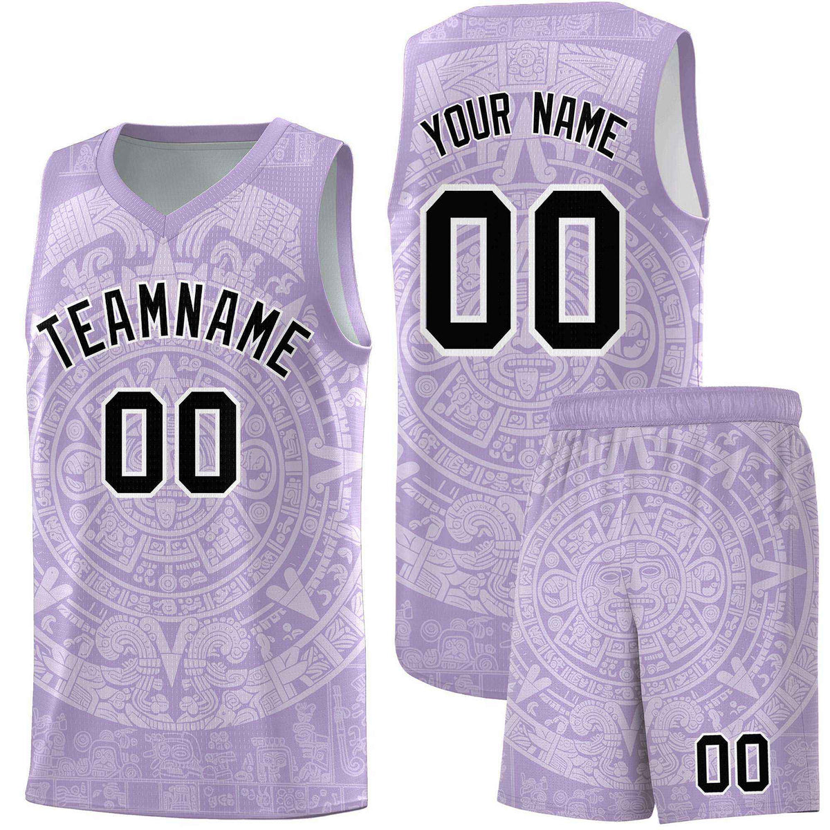 Custom Youth Basketball Jerseys White Aztec Sun Stone Personalized Uniform