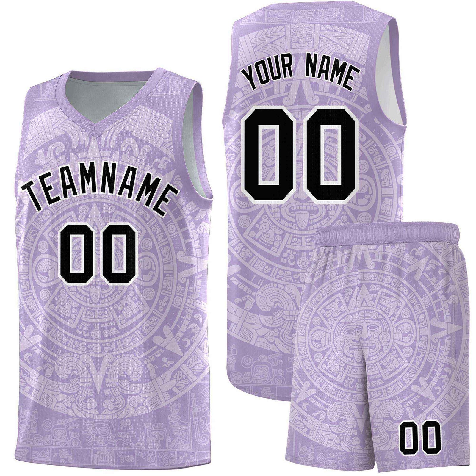 Custom Youth Basketball Jerseys White Aztec Sun Stone Personalized Uniform