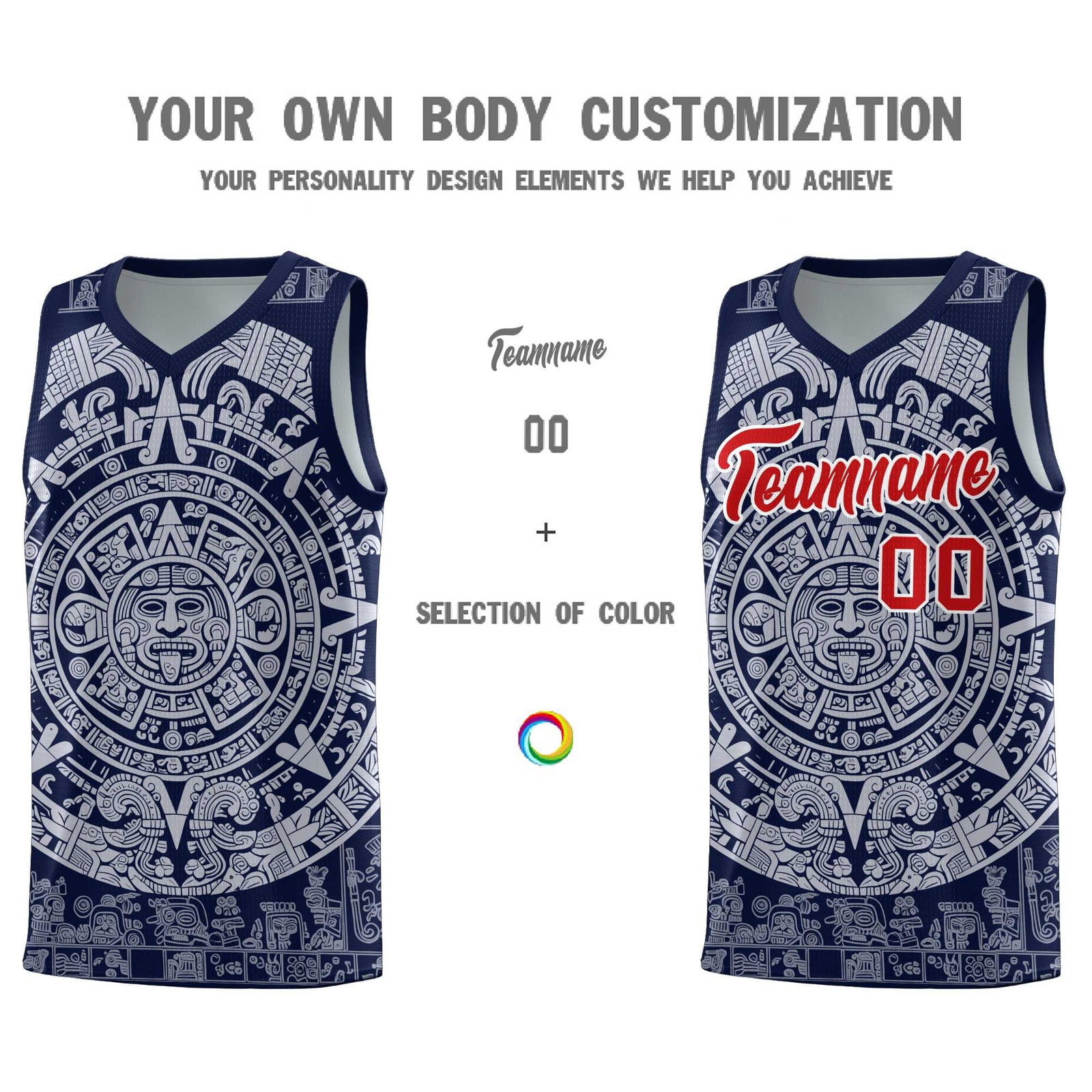Custom Youth Basketball Jerseys White Aztec Sun Stone Design Team Uniform