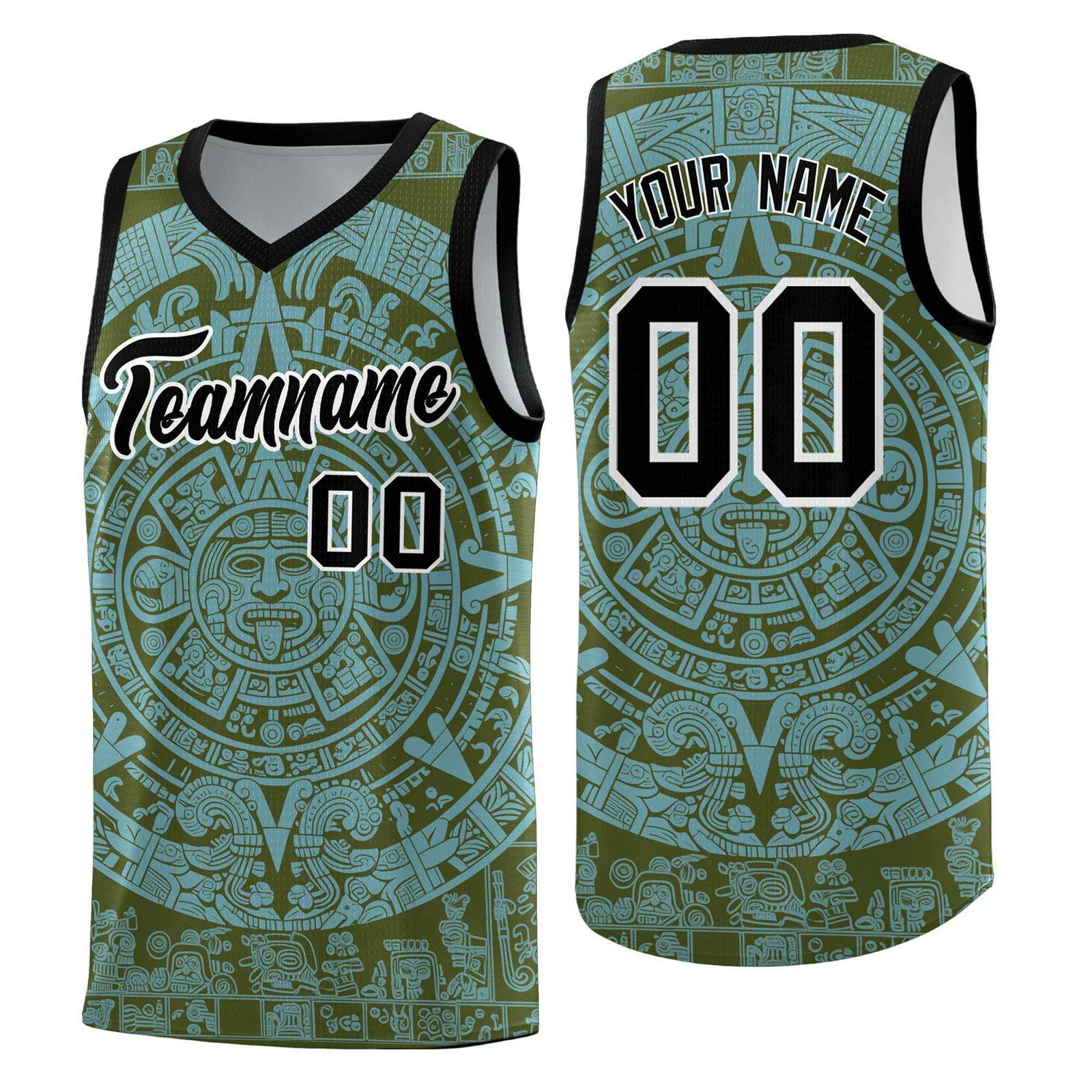 Custom Youth Basketball Jerseys Sky Blue Aztec Sun Stone Personalized Uniform