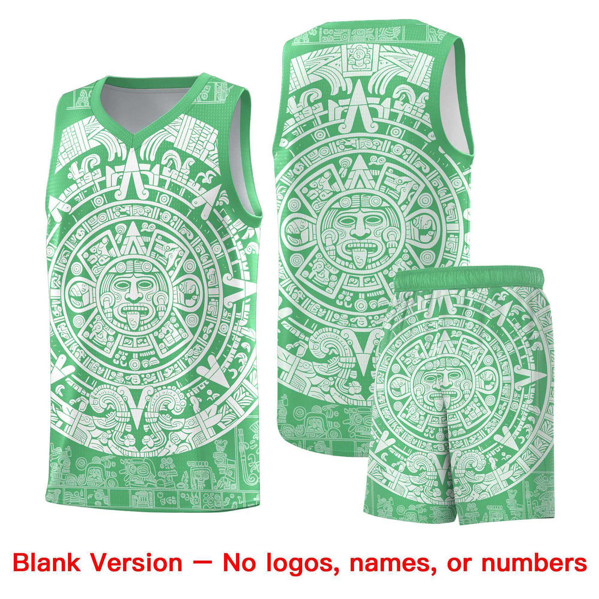 Custom Youth Basketball Jerseys White Aztec Sun Stone Design Team Uniform
