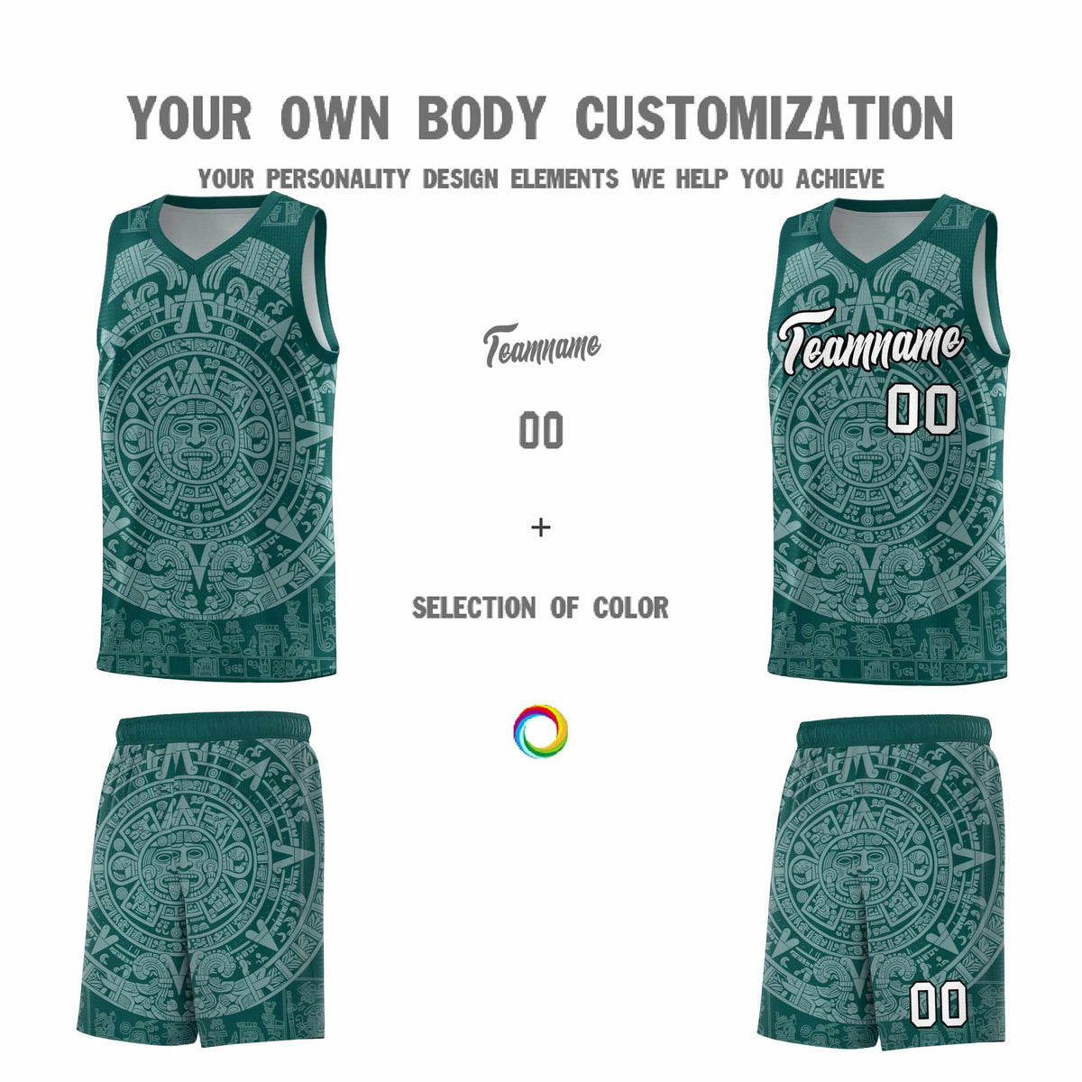 Custom Youth Basketball Jerseys White Aztec Sun Stone Design Team Uniform