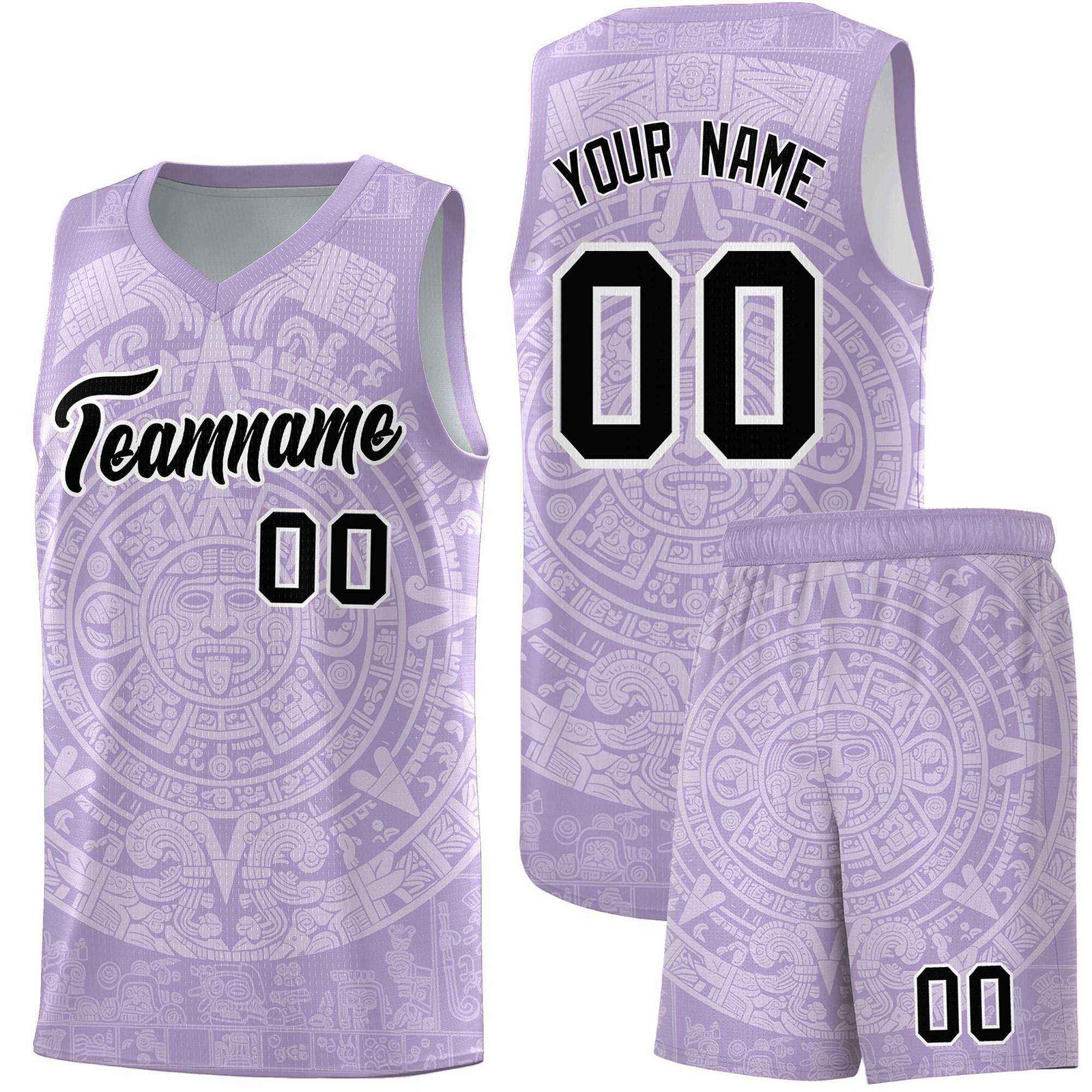 Custom Youth Basketball Jerseys White Aztec Sun Stone Personalized Uniform